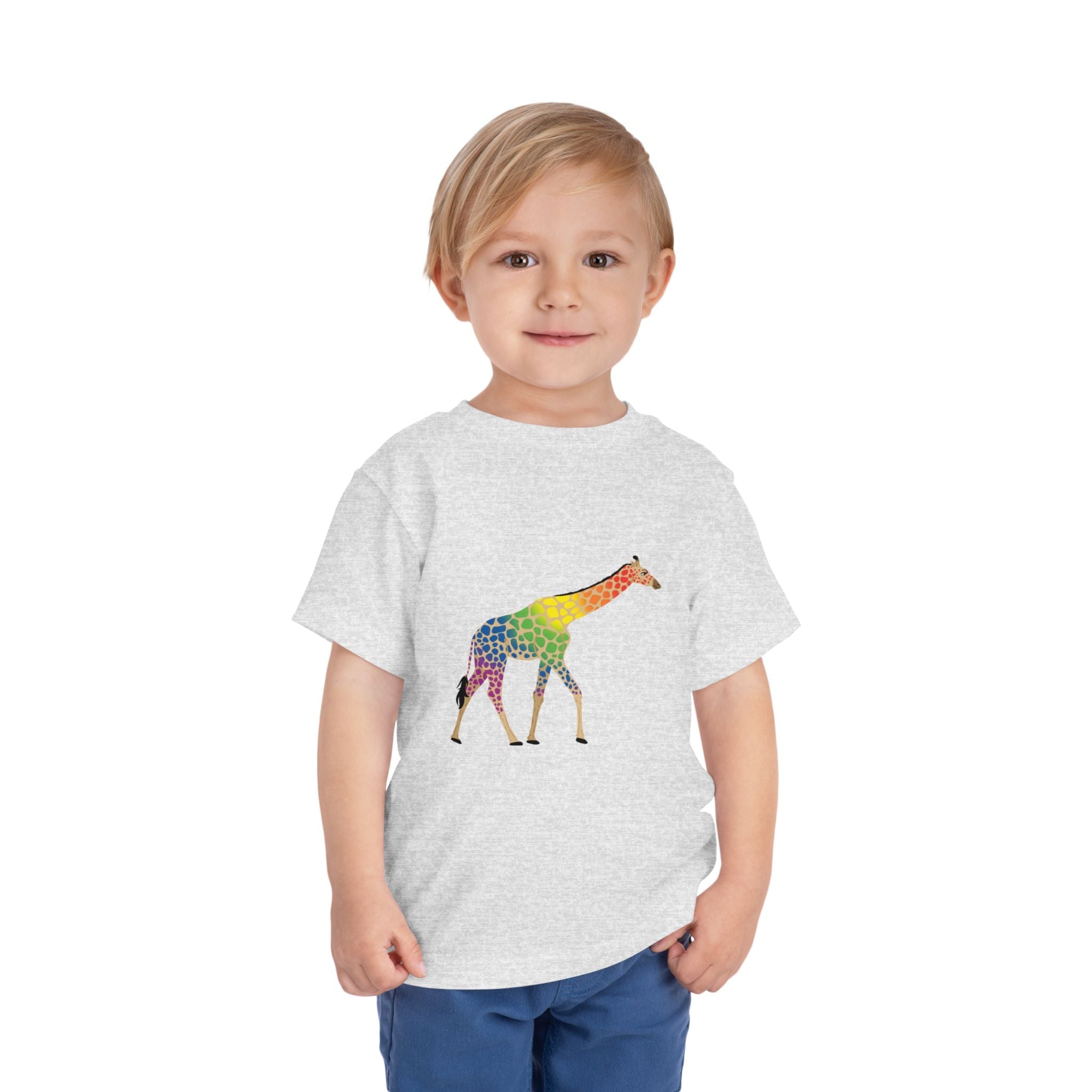 Rainbow On My Parade Giraffe Toddler Tee Shirt