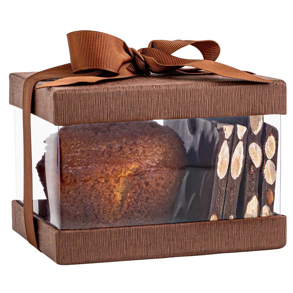 Plastic Gift Boxes Brown 5x4x3.5" 6 Pack Bakery Boxes With Base Lid & Ribbon