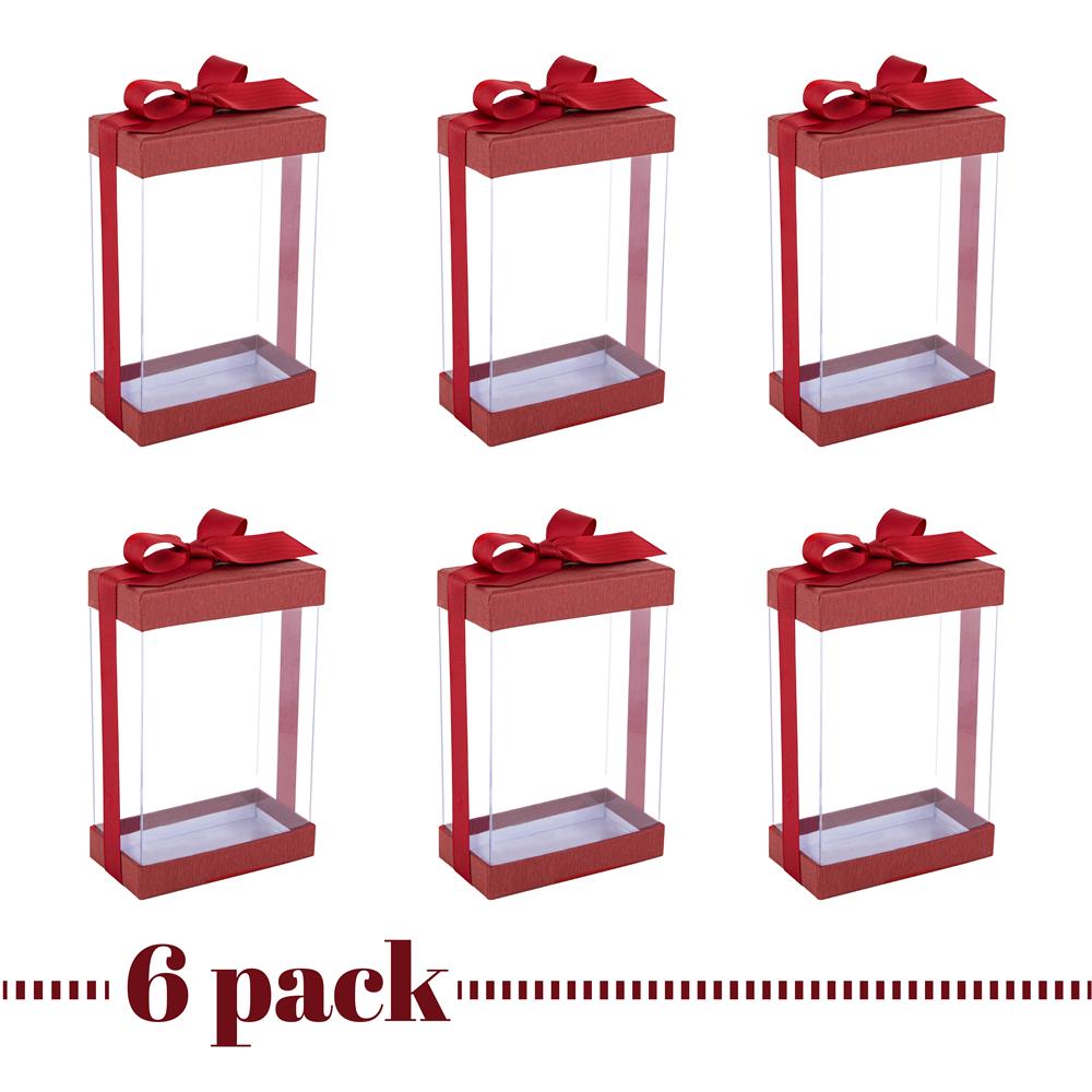 Plastic Gift Boxes Gold 7.5x5x2.5" 6 Pack Bakery Boxes With Base Lid & Ribbon