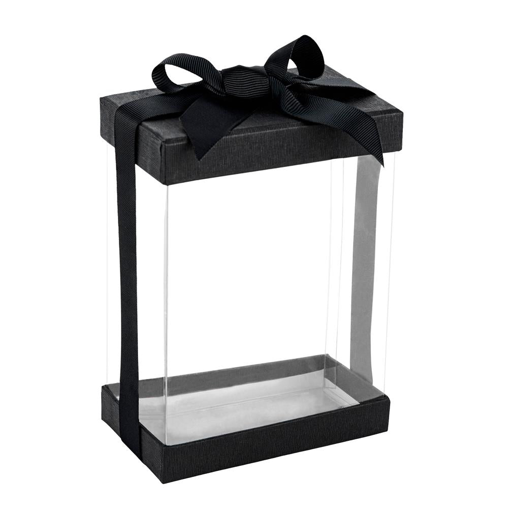 Clear Gold 7x5x3" Gift Boxes 6 Pack Bakery Boxes With Base Lid & Ribbon