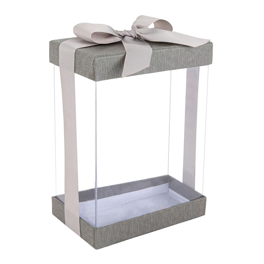 Clear Gold 7x5x3" Gift Boxes 6 Pack Bakery Boxes With Base Lid & Ribbon