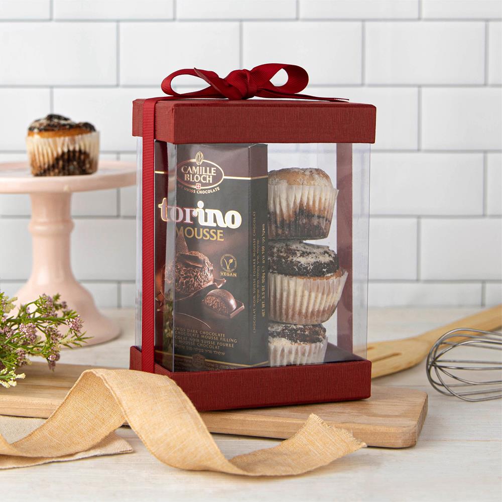 Clear Maroon 7x5x3" Gift Boxes 6 Pack Bakery Boxes With Base Lid & Ribbon