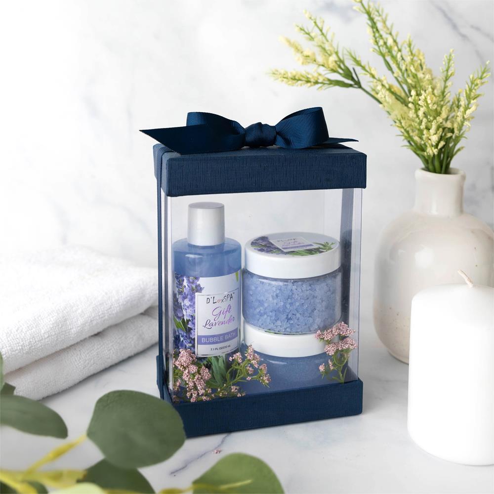 Clear Navy Blue 7x5x3 Gift Boxes 6 Pack Bakery Boxes With Base Lid & Ribbon