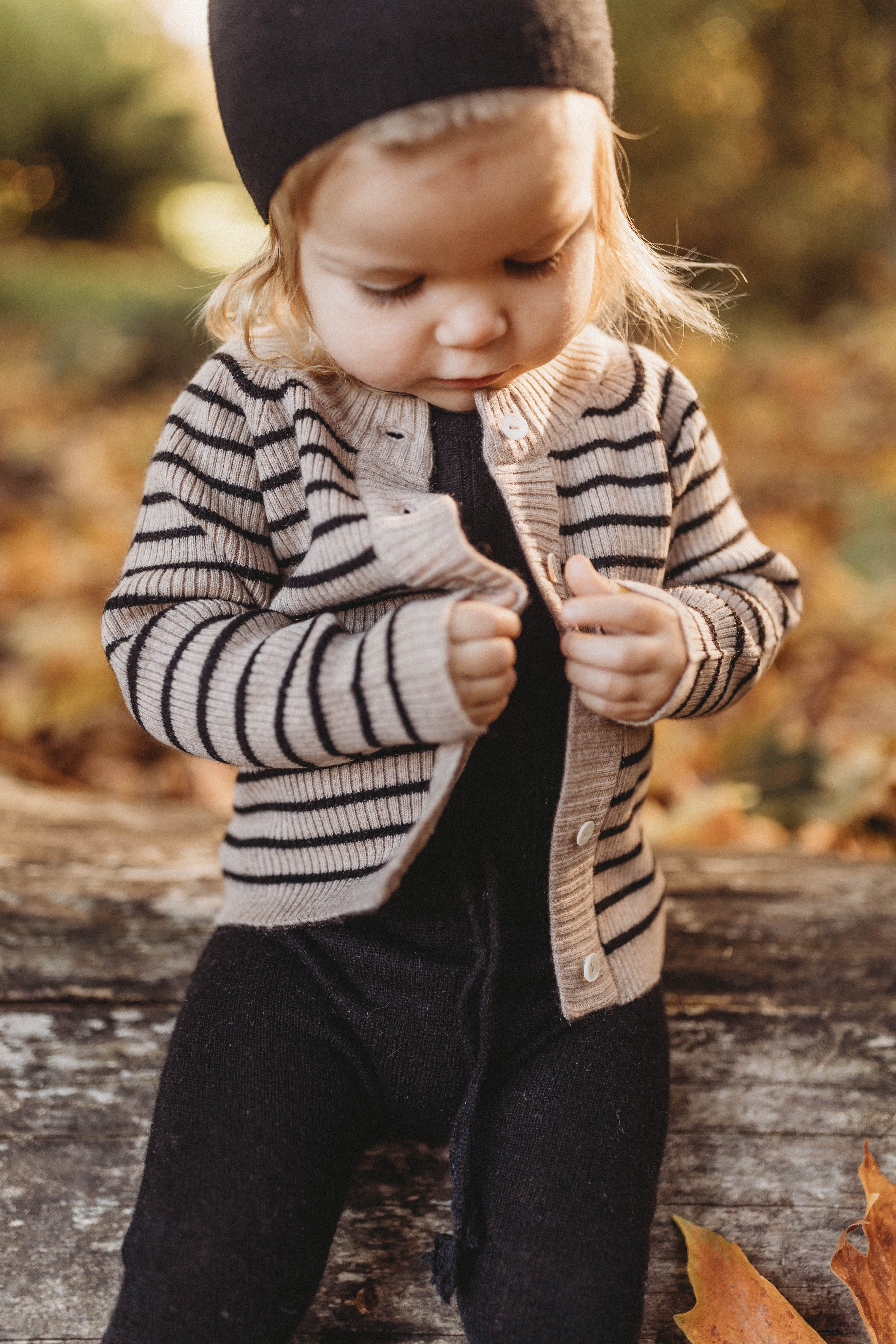 Cashmere Cardigan | Black/beige