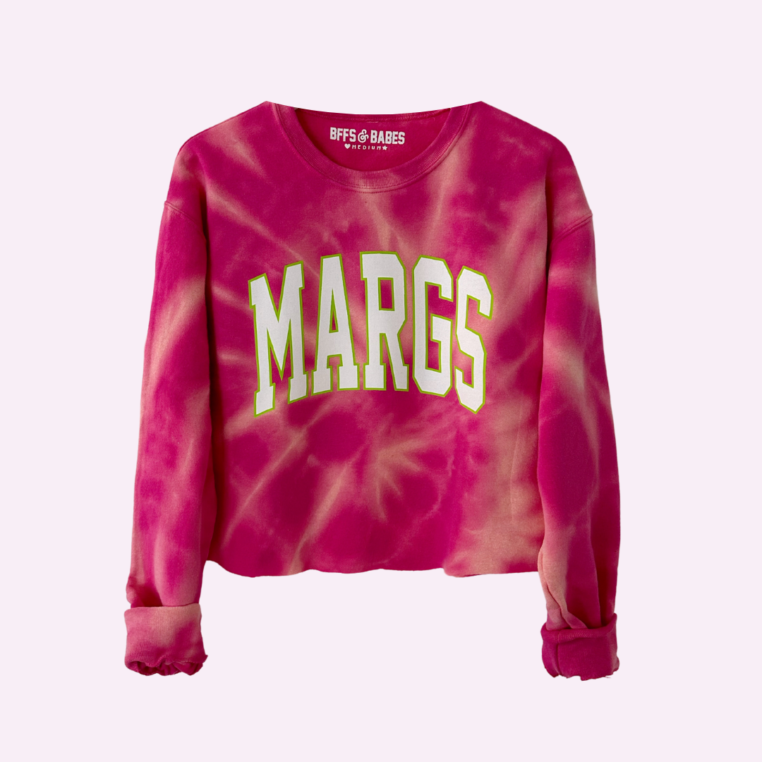 Margs ♡ Tie-dye Cropped Sweatshirt With Customizable Cuff