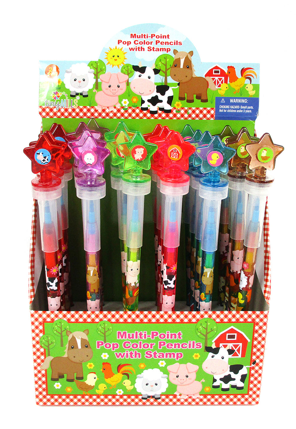 Farm Animals Stackable Crayon With Stamper Topper