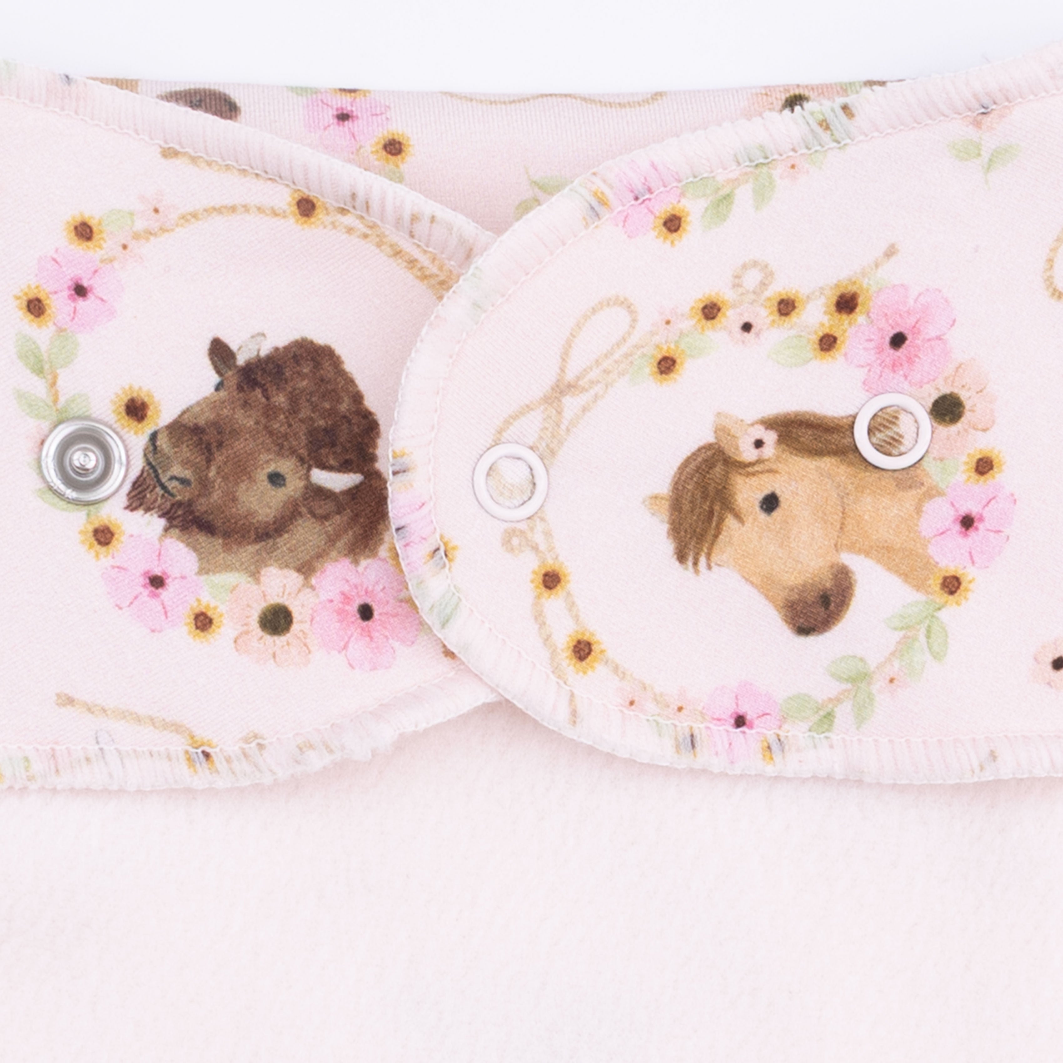 Farm Animals Floral Cameos Pink - Bandana Bib