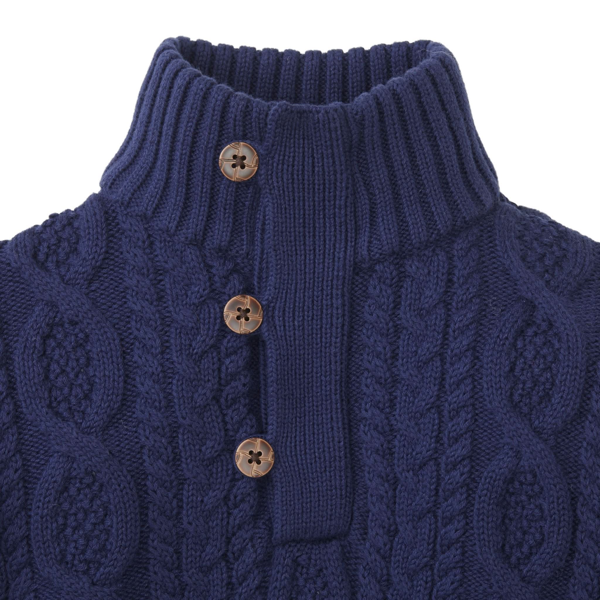Mock Neck Cable Sweater With Buttons - Baby