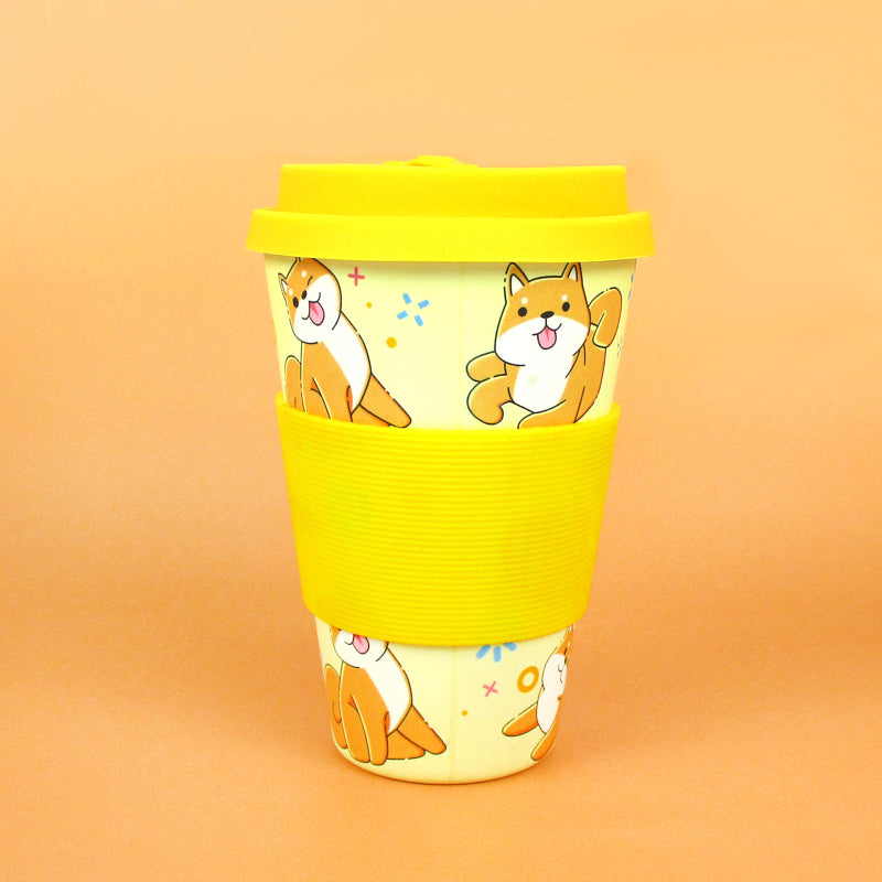 Eco-friendly Reusable Plant Fiber Travel Mug With Shiba Inu Dog Design
