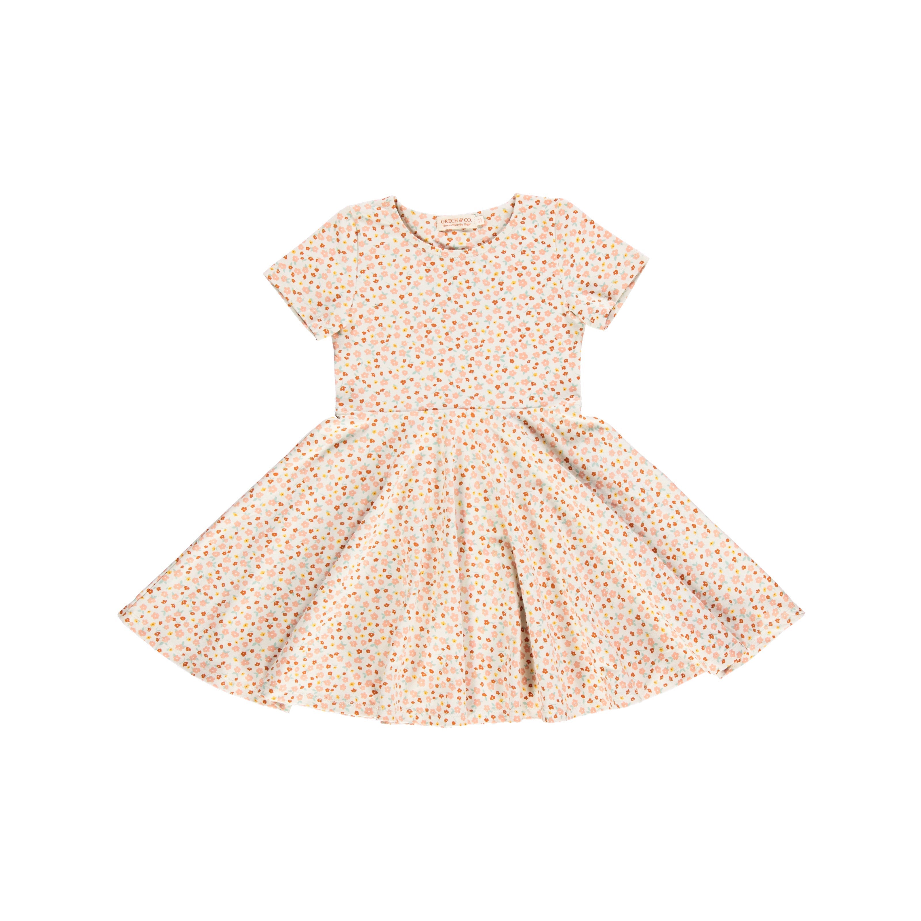 Sweetheart Twirl Dress | Organic Cotton Jersey - Sunset Meadow