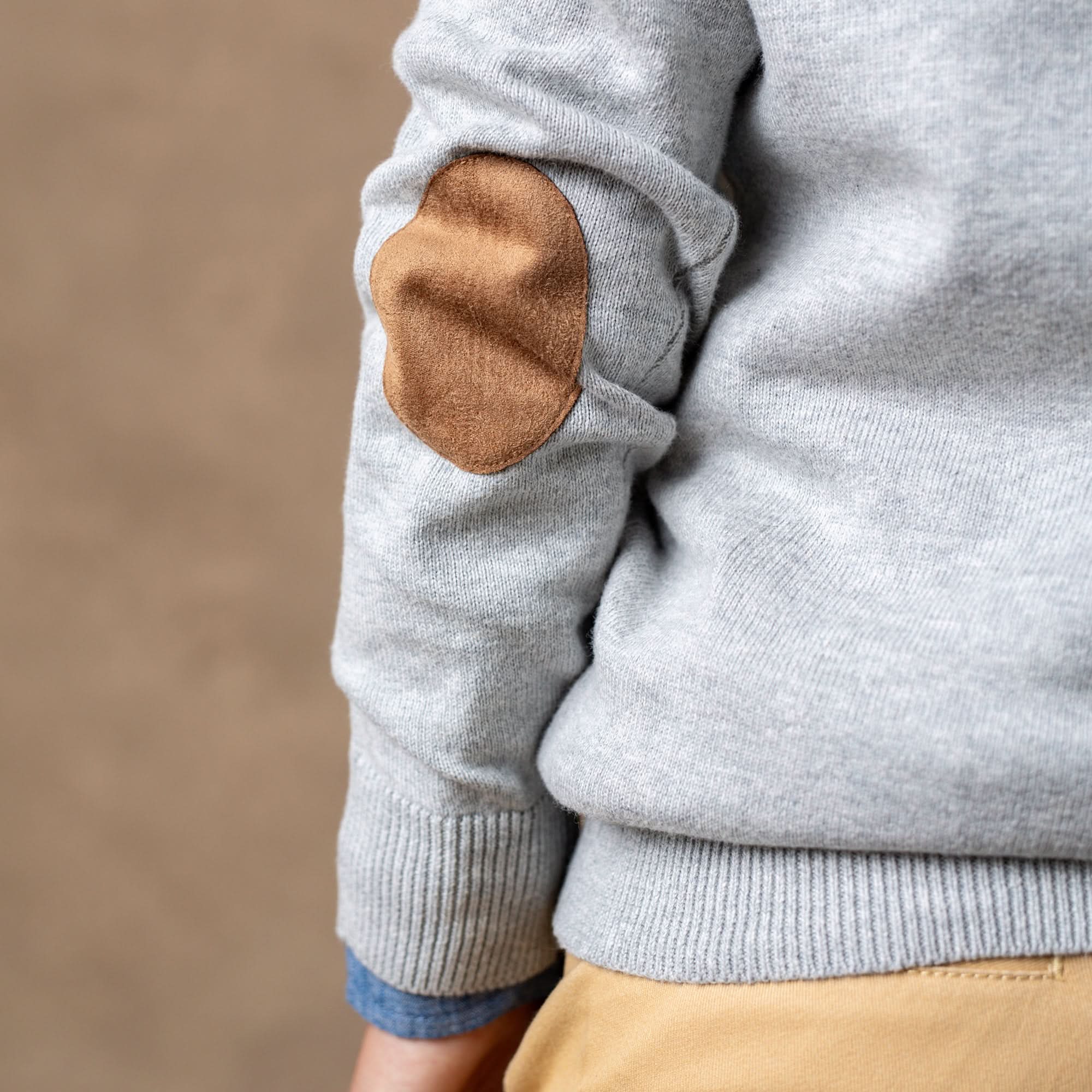 Tipped Cardigan With Elbow Patches