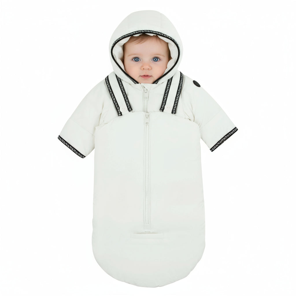 Pramie Black Binding Snowsuit | Cozy, Luxe Winterwear For Babies 3m-9m