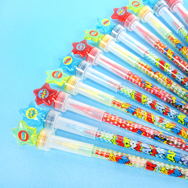 Superhero Stackable Crayon With Stamper Topper