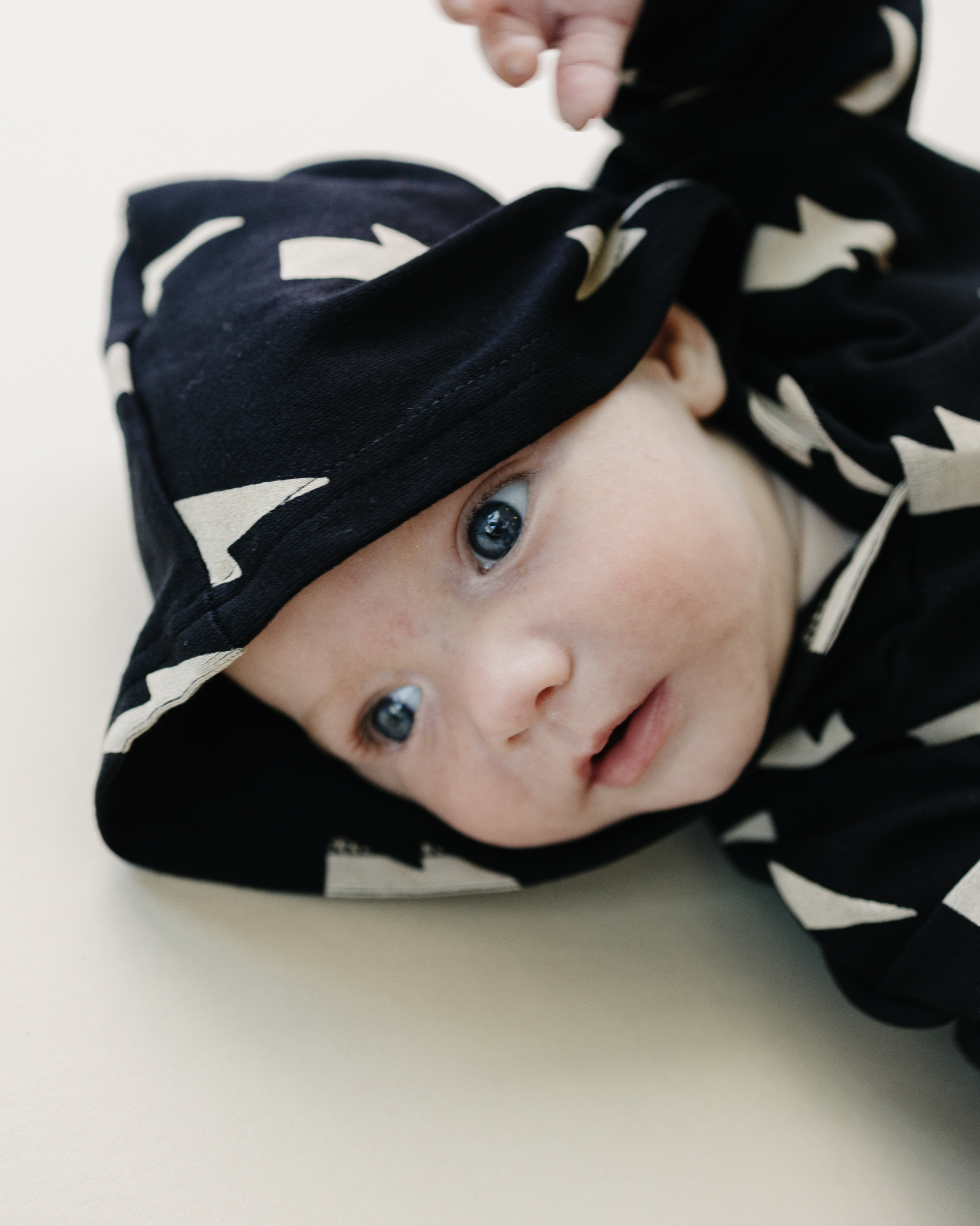 Hooded Bubble Romper | Black Bolts