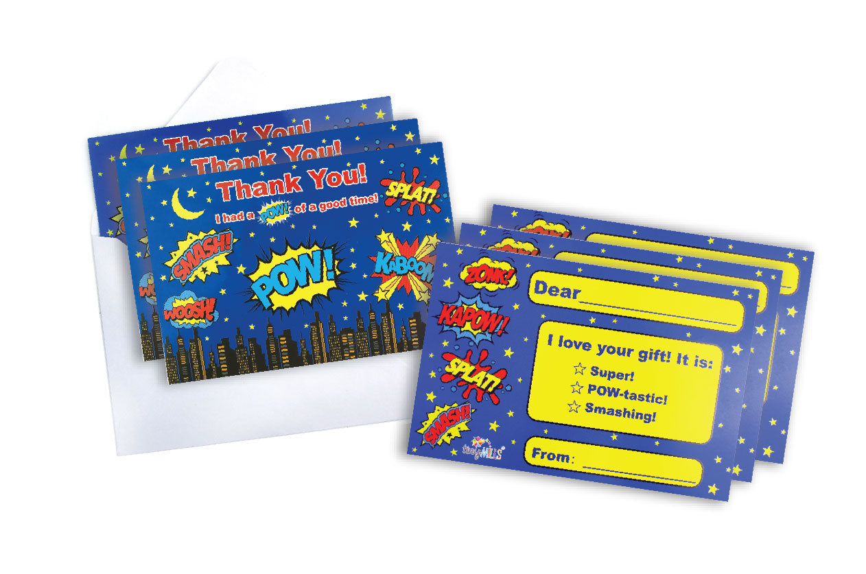 Superhero Fill-in Birthday Thank You Cards For Kids