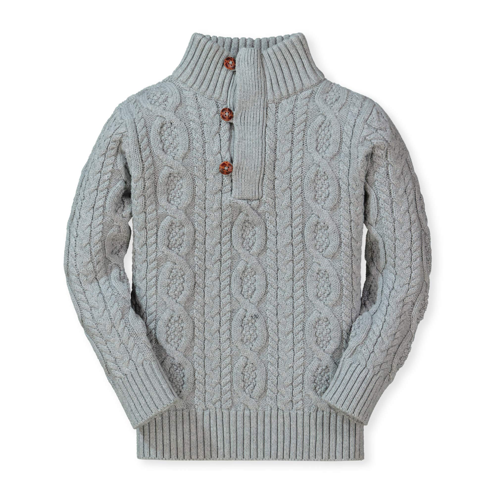 Mock Neck Cable Sweater With Buttons