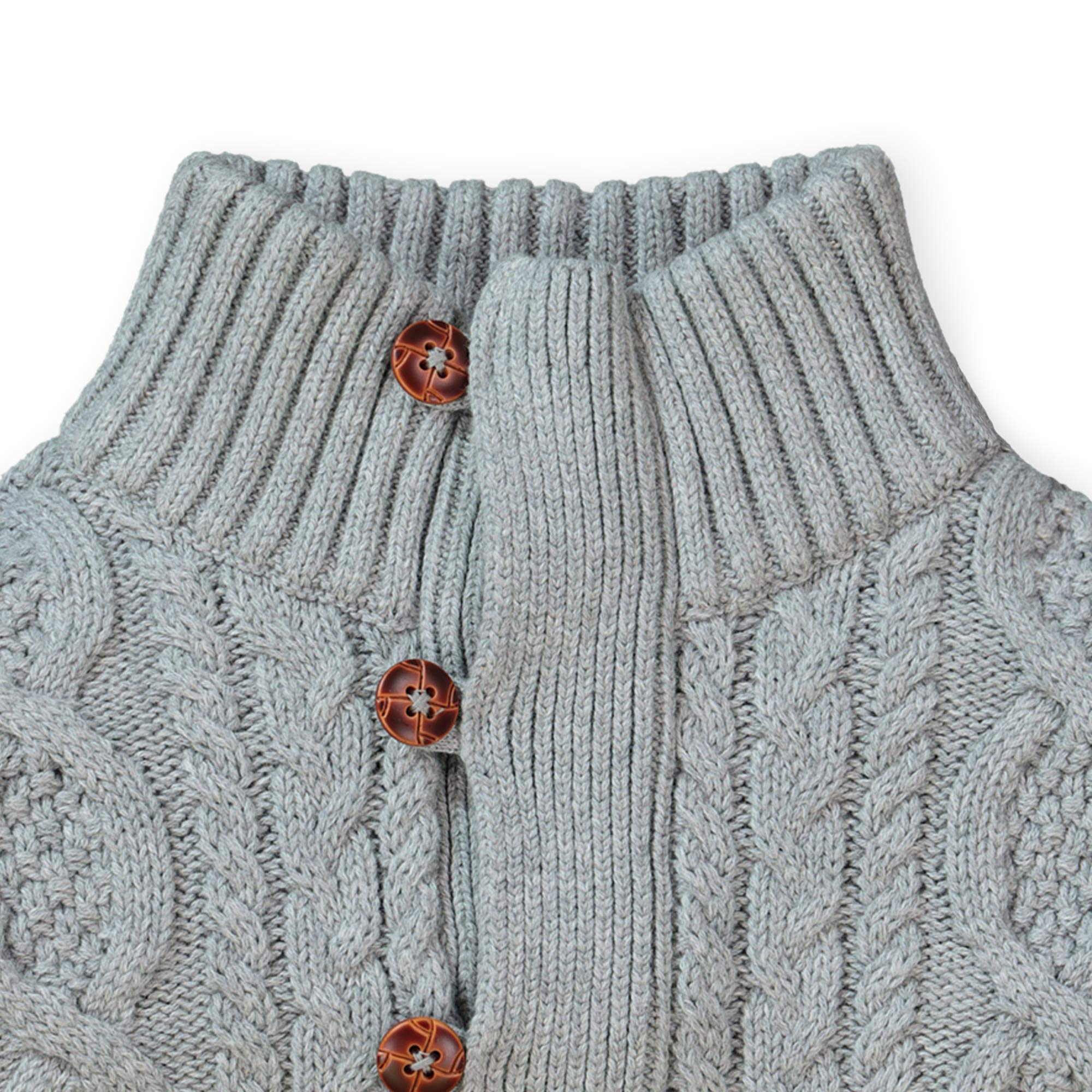 Mock Neck Cable Sweater With Buttons