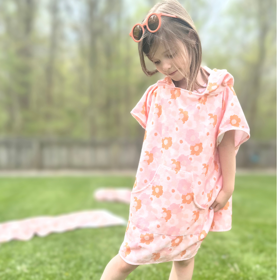 Blush Meadow Toddler & Kids Hooded Towel Pool Poncho