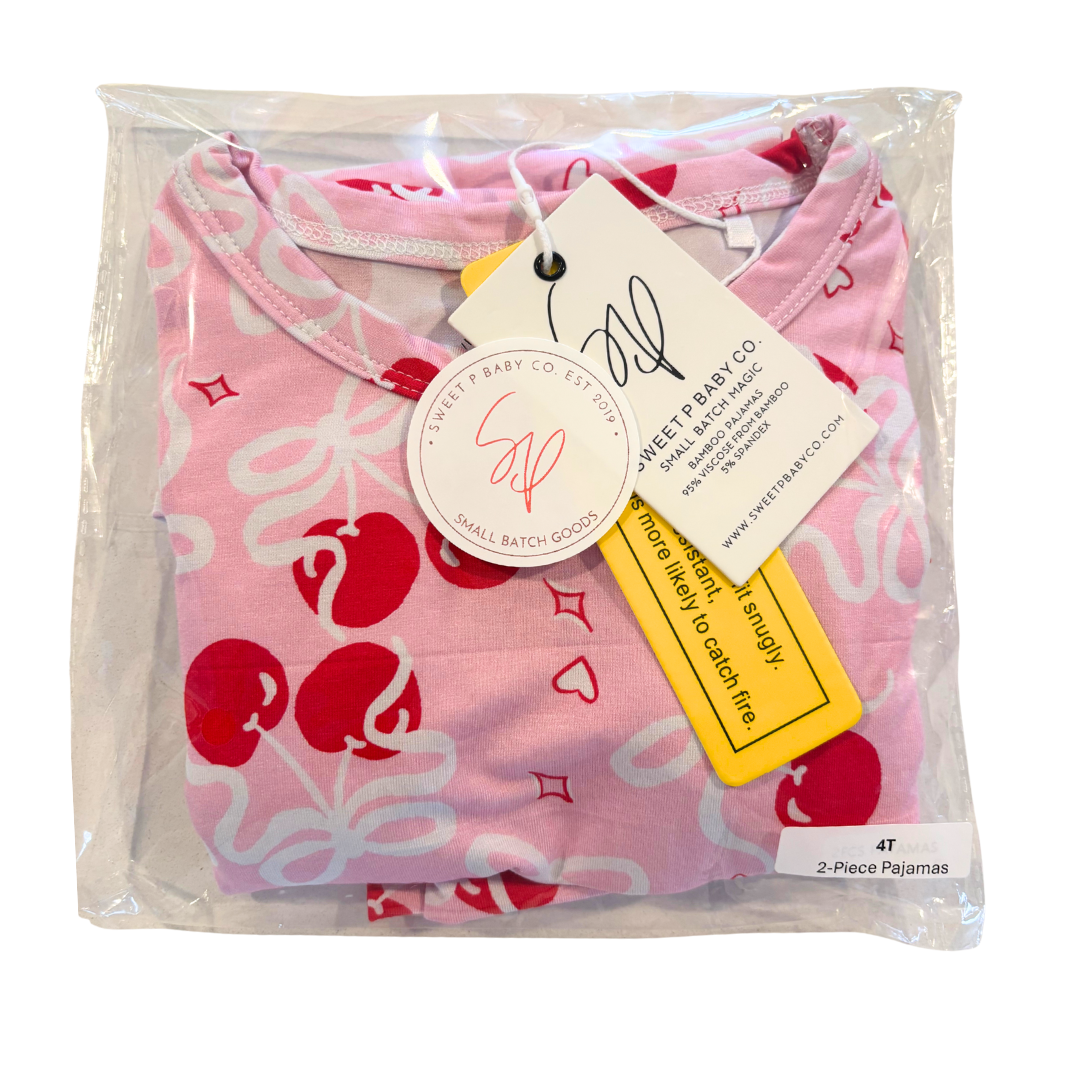 Pink Cherry Toddler & Kids 2-piece Bamboo Pajamas