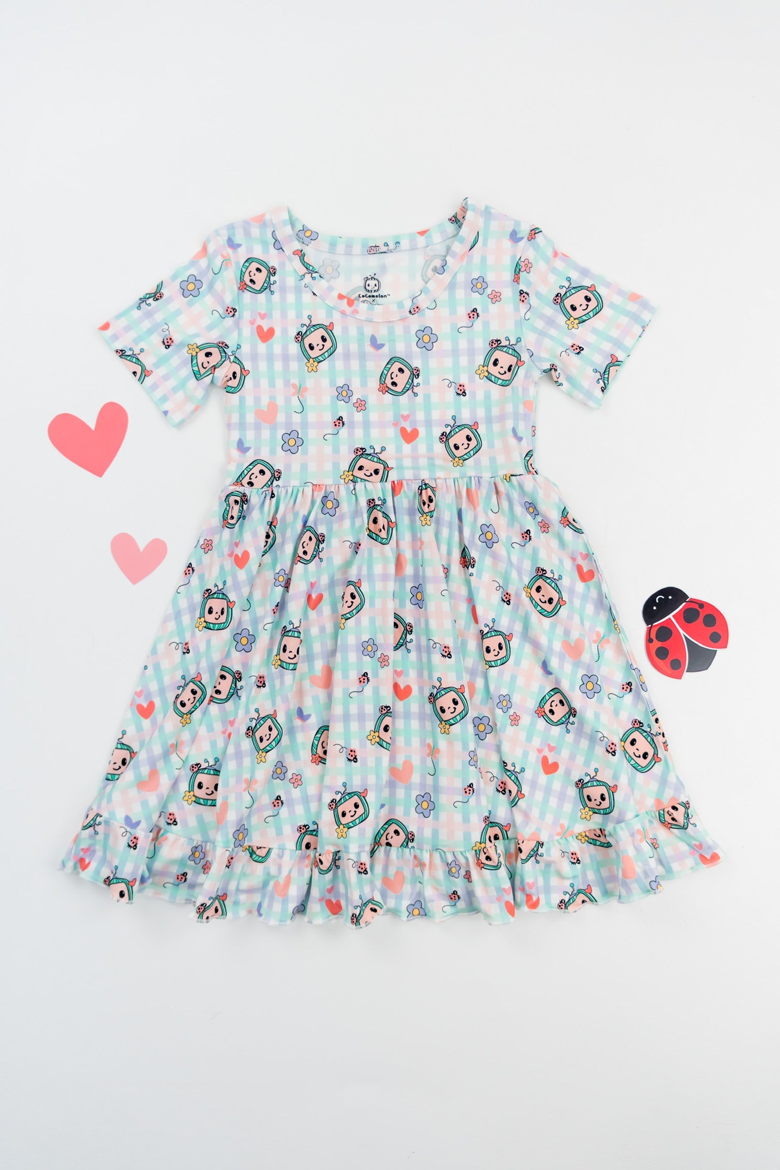 Dream Big Little Co X Cocomelon Springtime Melon Short Sleeve Dream Ruffle Dress