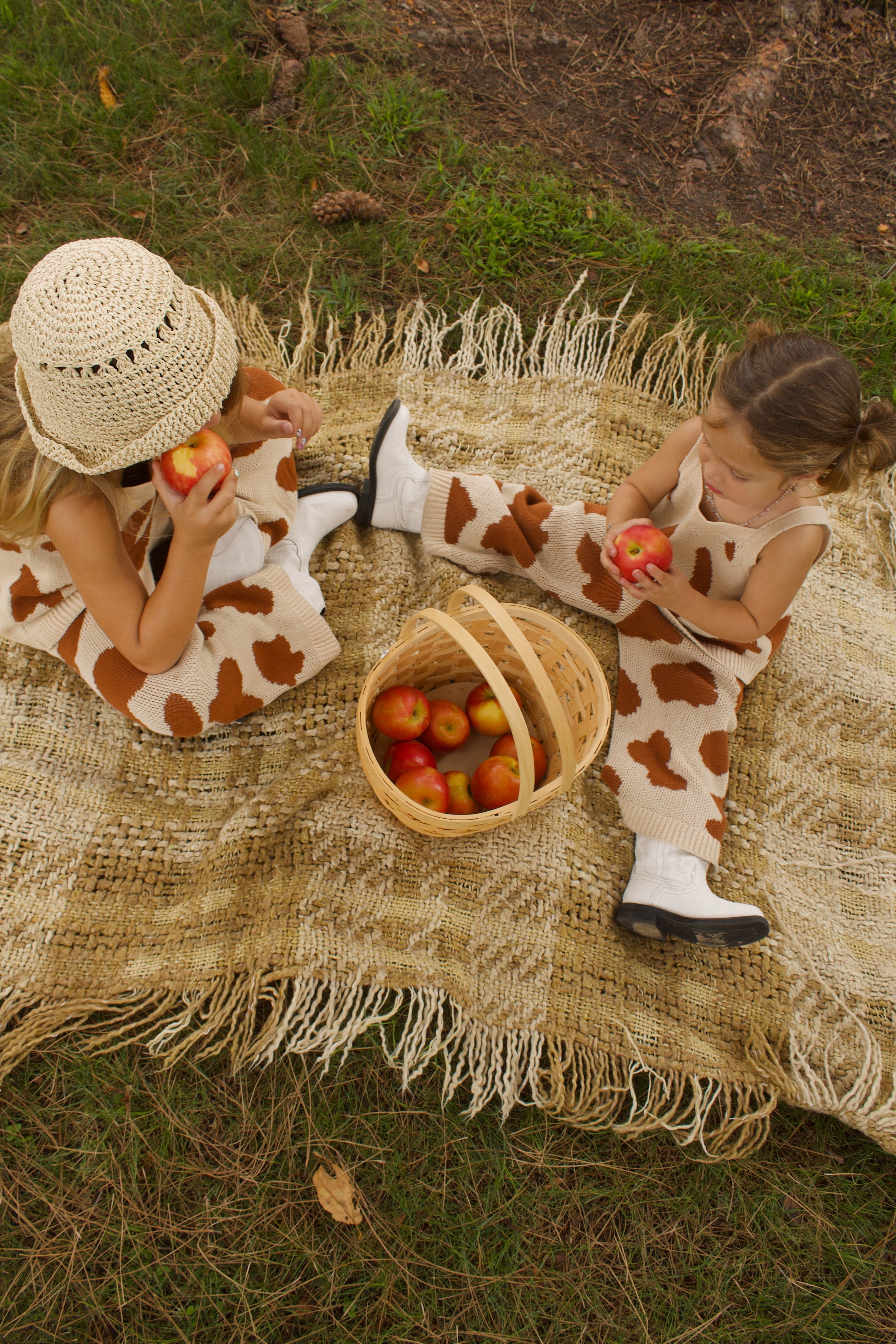 Fall Two-piece Knit Horse Shoe Toddler Girls Western Autumn Fashion