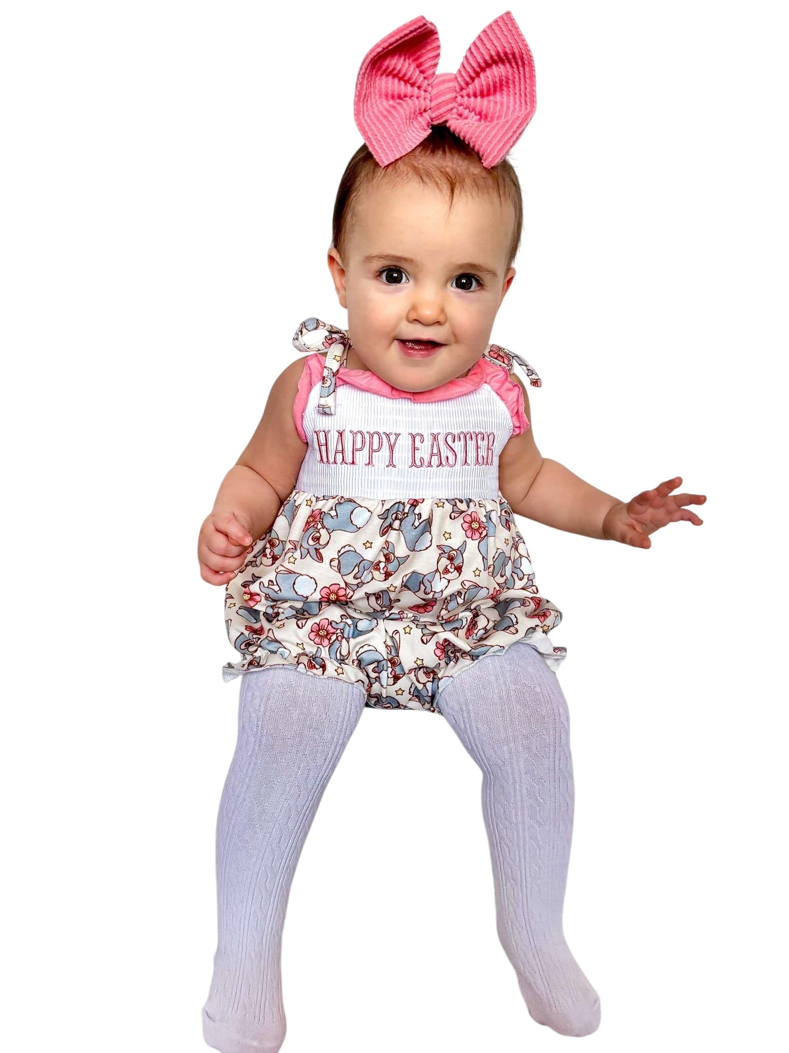 Smocked Happy Easter Thumper Tie Romper