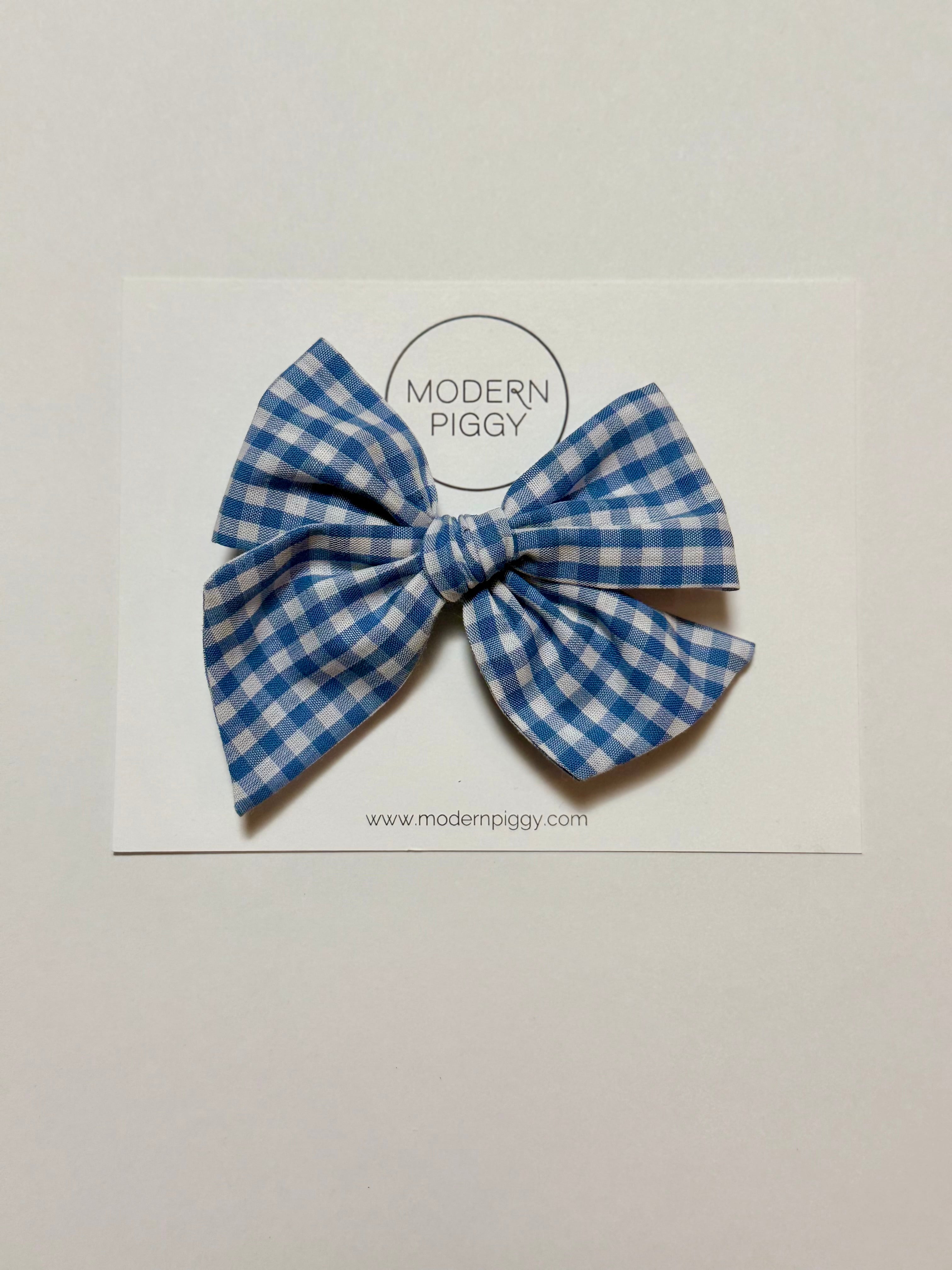 Gingham Glory- Blue | Oversized Hand-tied Bow