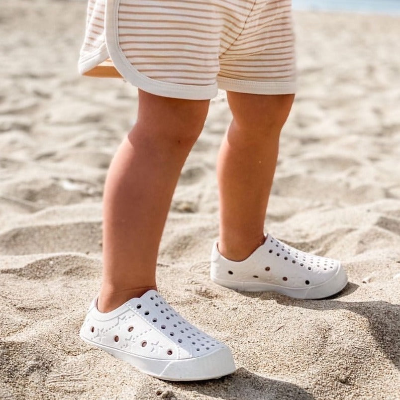 Toddler Perforated Slip On Water Sneakers in White - Harbor
