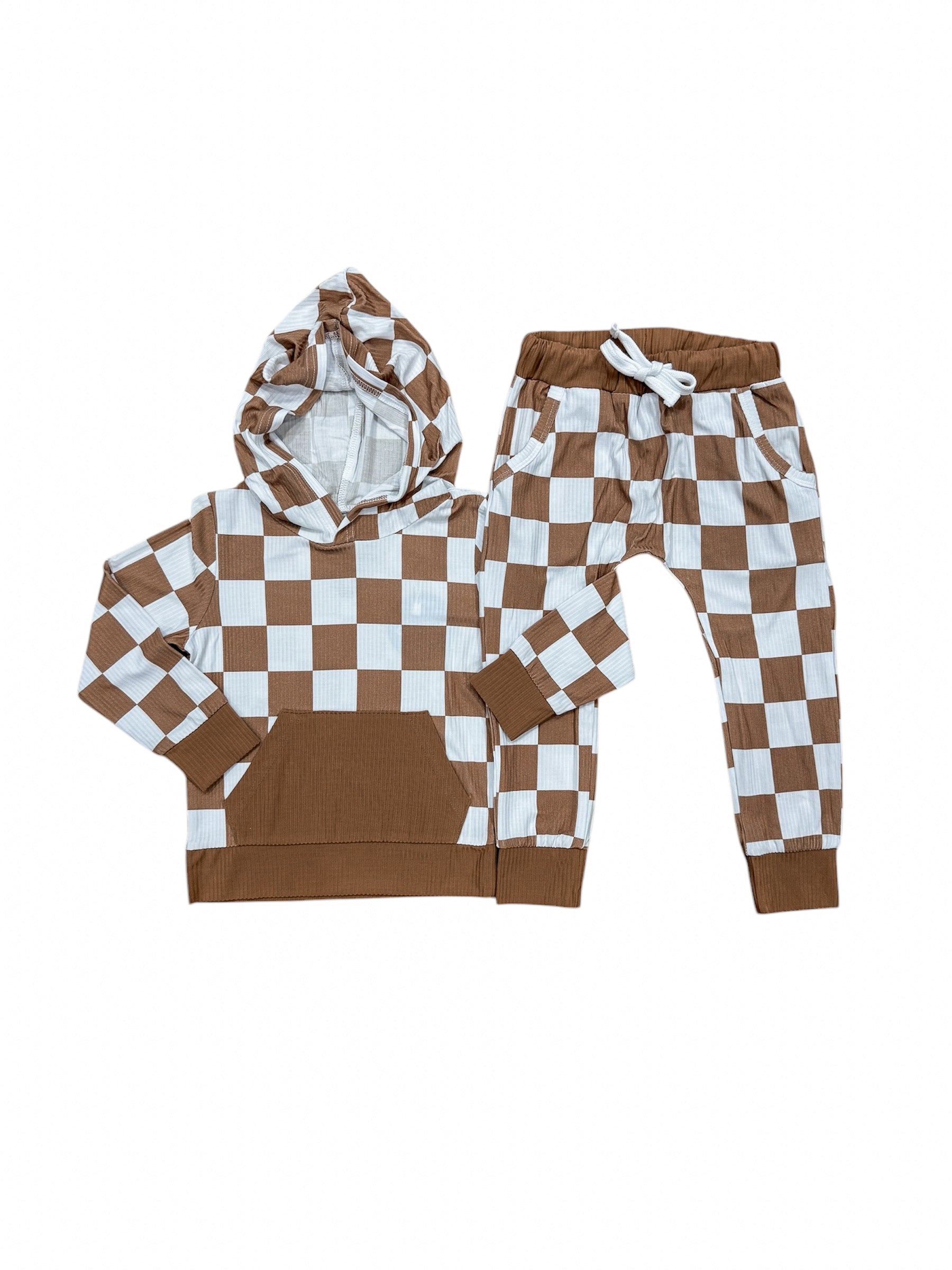 Camel Check Ribbed Jogger Set