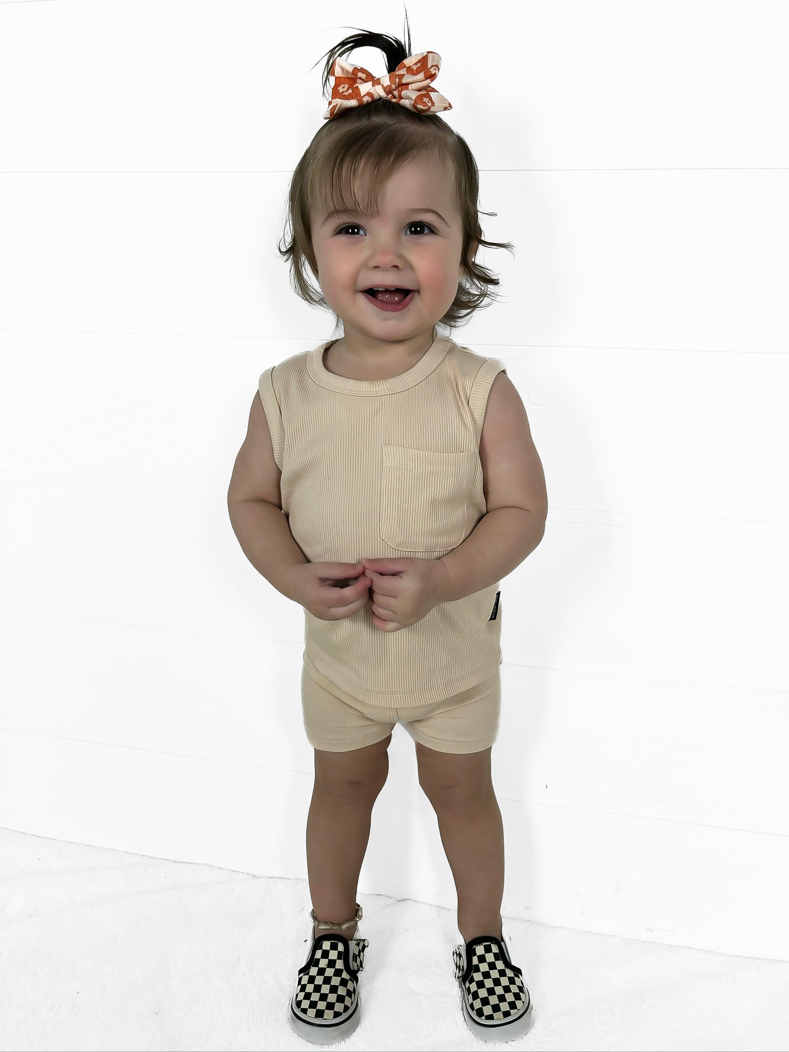 Bamboo Ribbed Biker Shorts - Sand