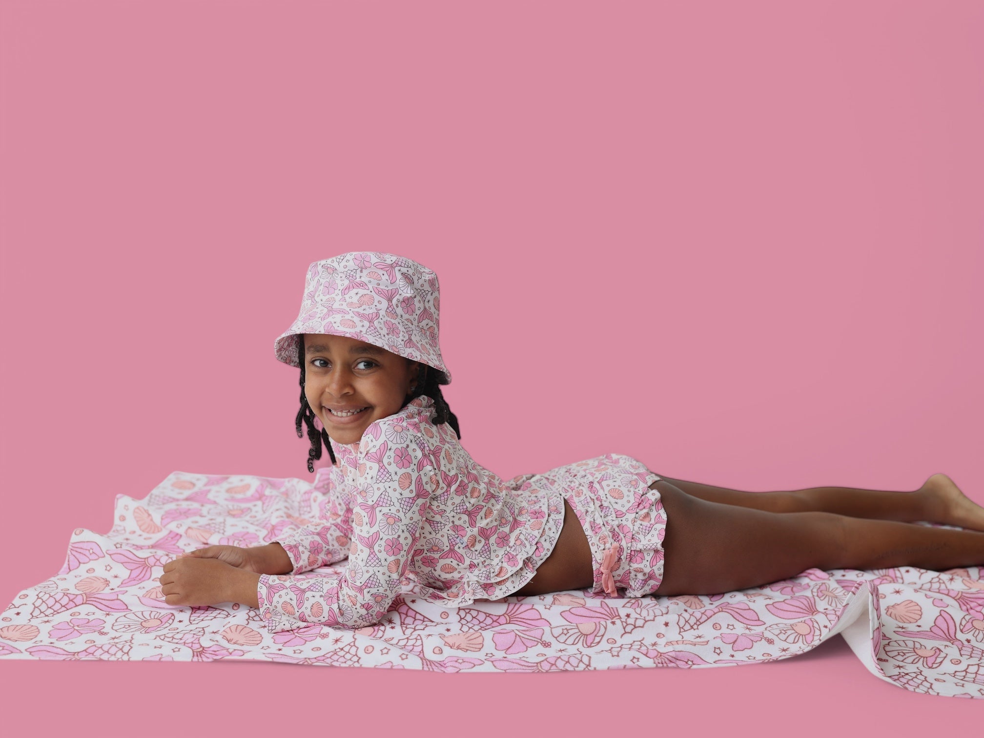 Magical Mermaid Dream Two-piece Rash Guard Ruffle Swim Suit