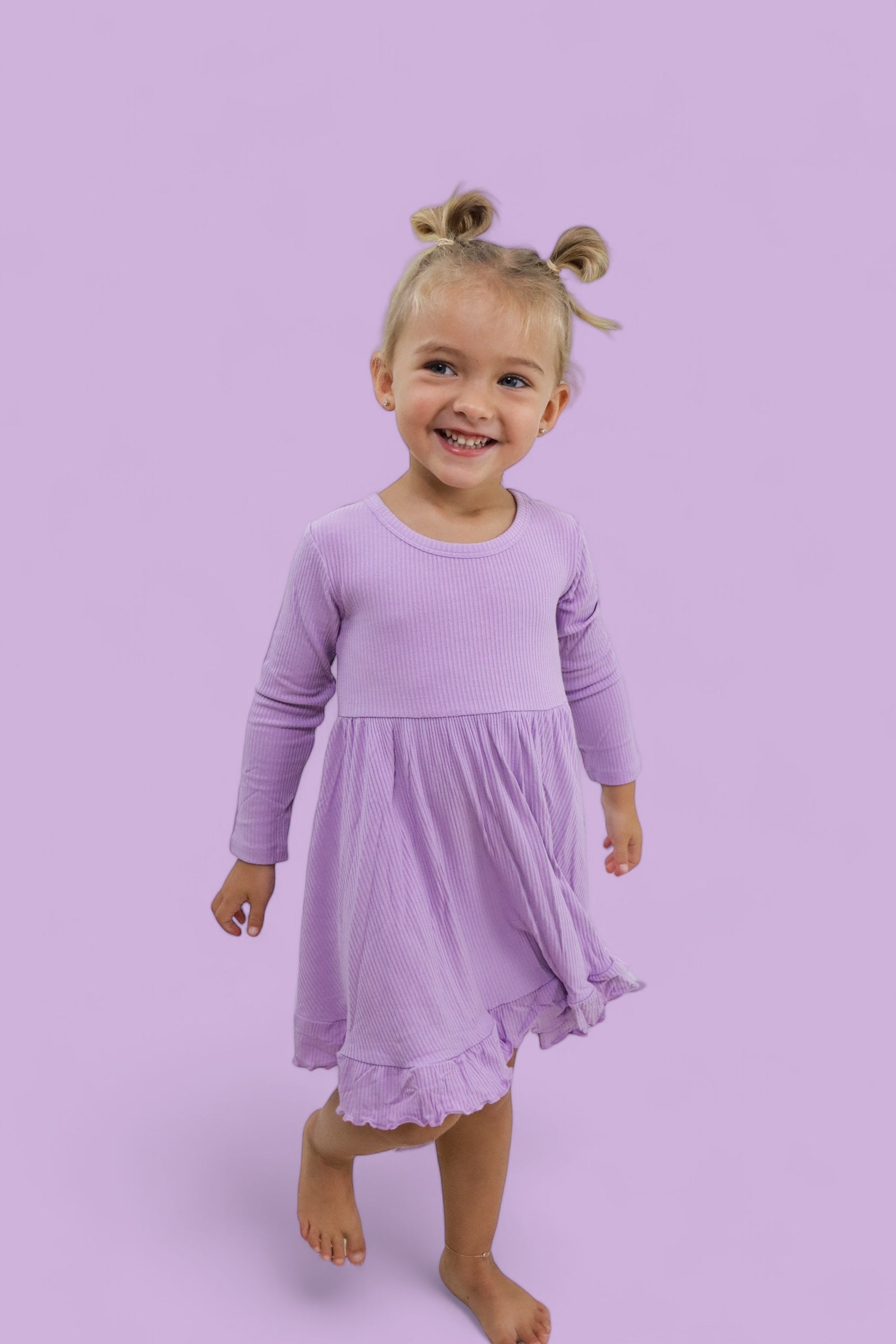 Amethyst Rib Dream Ruffle Dress