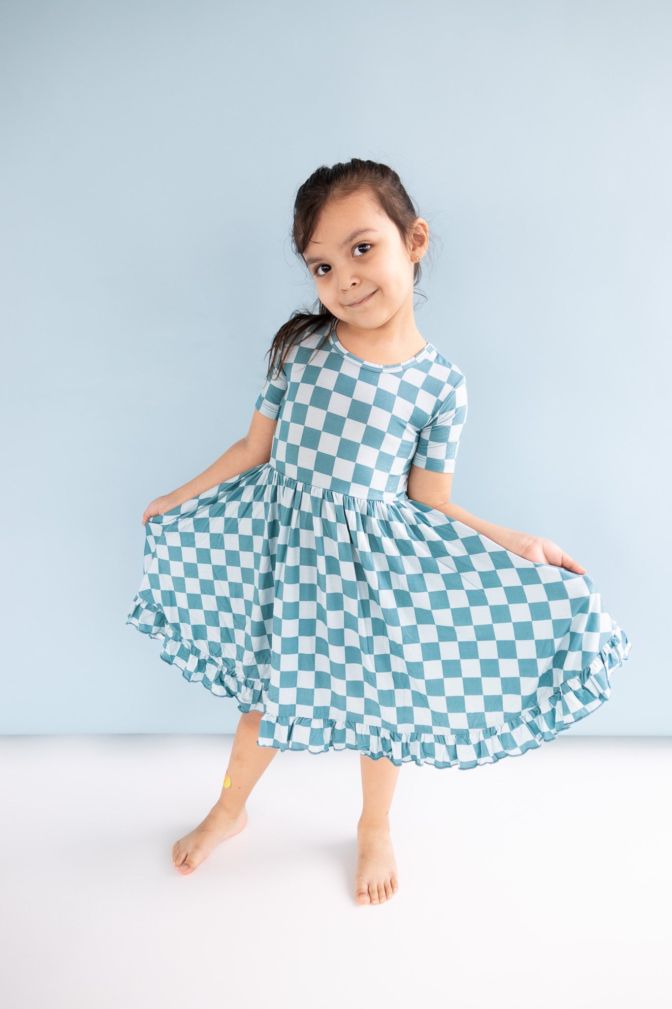 Stormy Checkers Dream Ruffle Dress