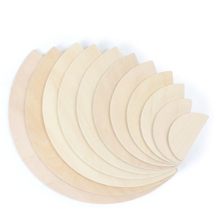 11 Pcs Large Wooden Rainbow Stacking Semi-circles Building Boards Set In Natural Colors