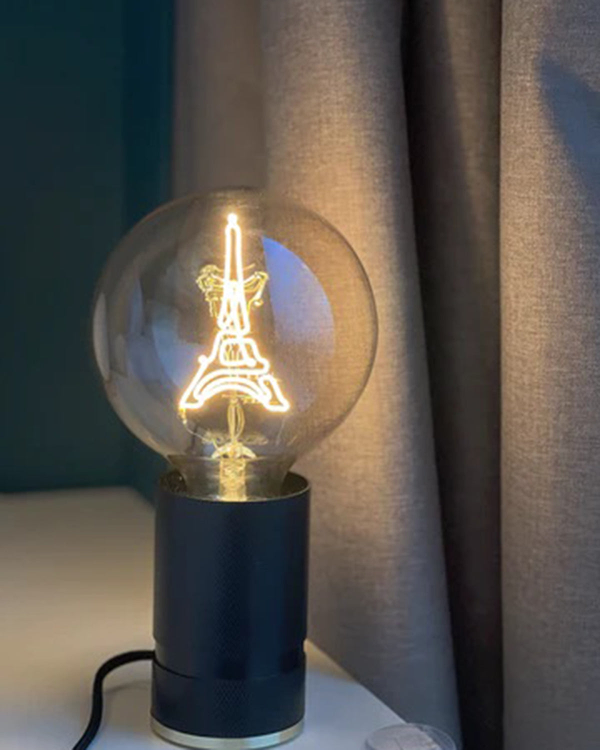 Mitb Bulb Eiffel Tower Amber With Base Table Lamp Portable