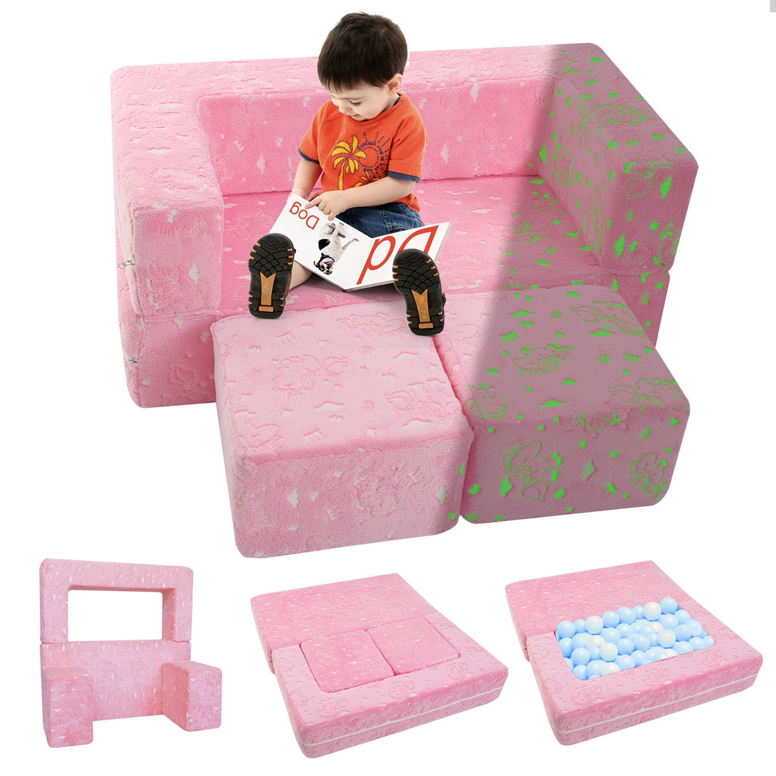 Convertible Kids Modular Couch-glow Pattern
