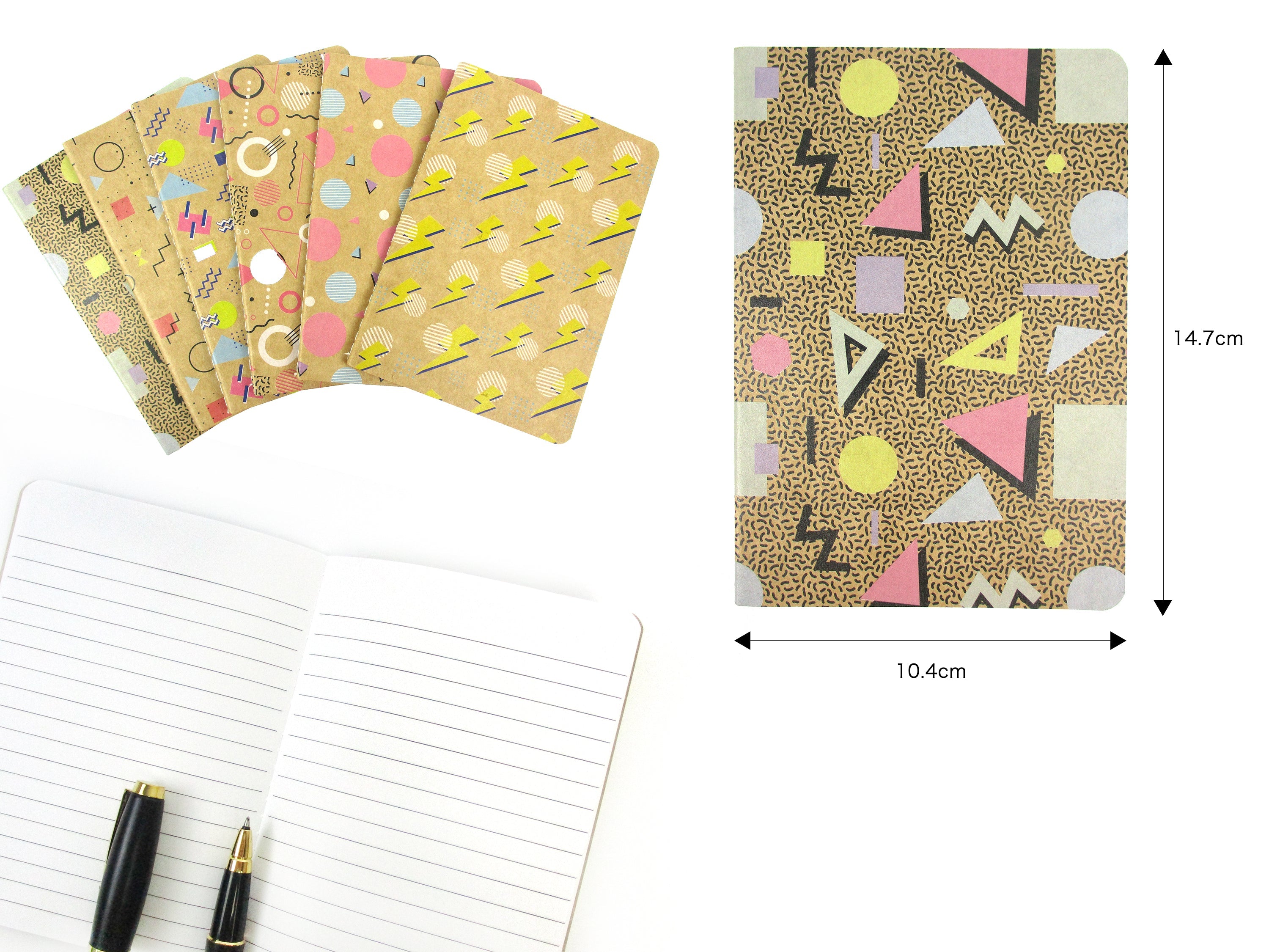 80's Geometric Retro Journal Notebooks - Set Of 6 Or 12
