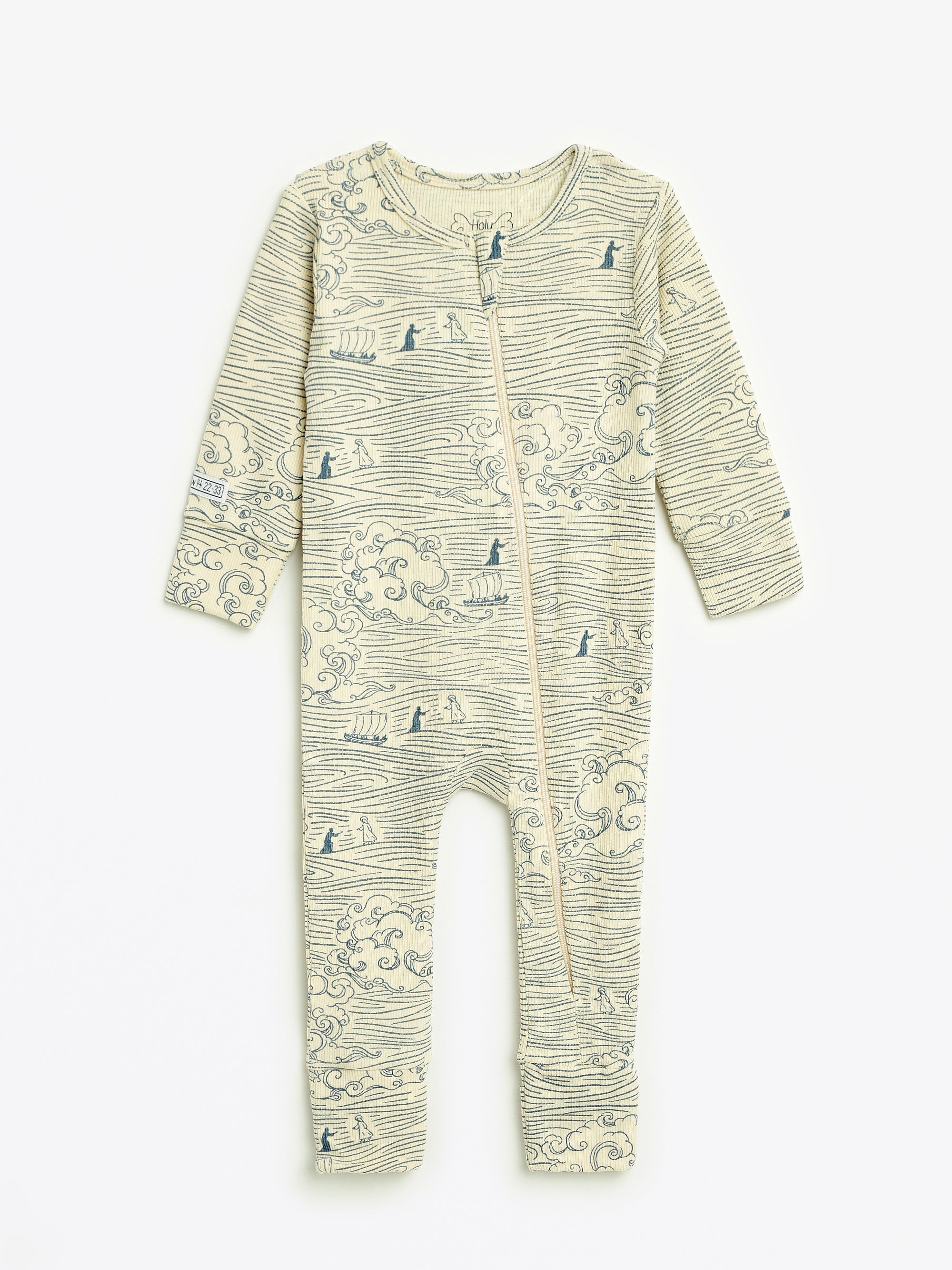 Walking On Water Pj Footless Onesie Ribbed Cotton-bamboo Blend