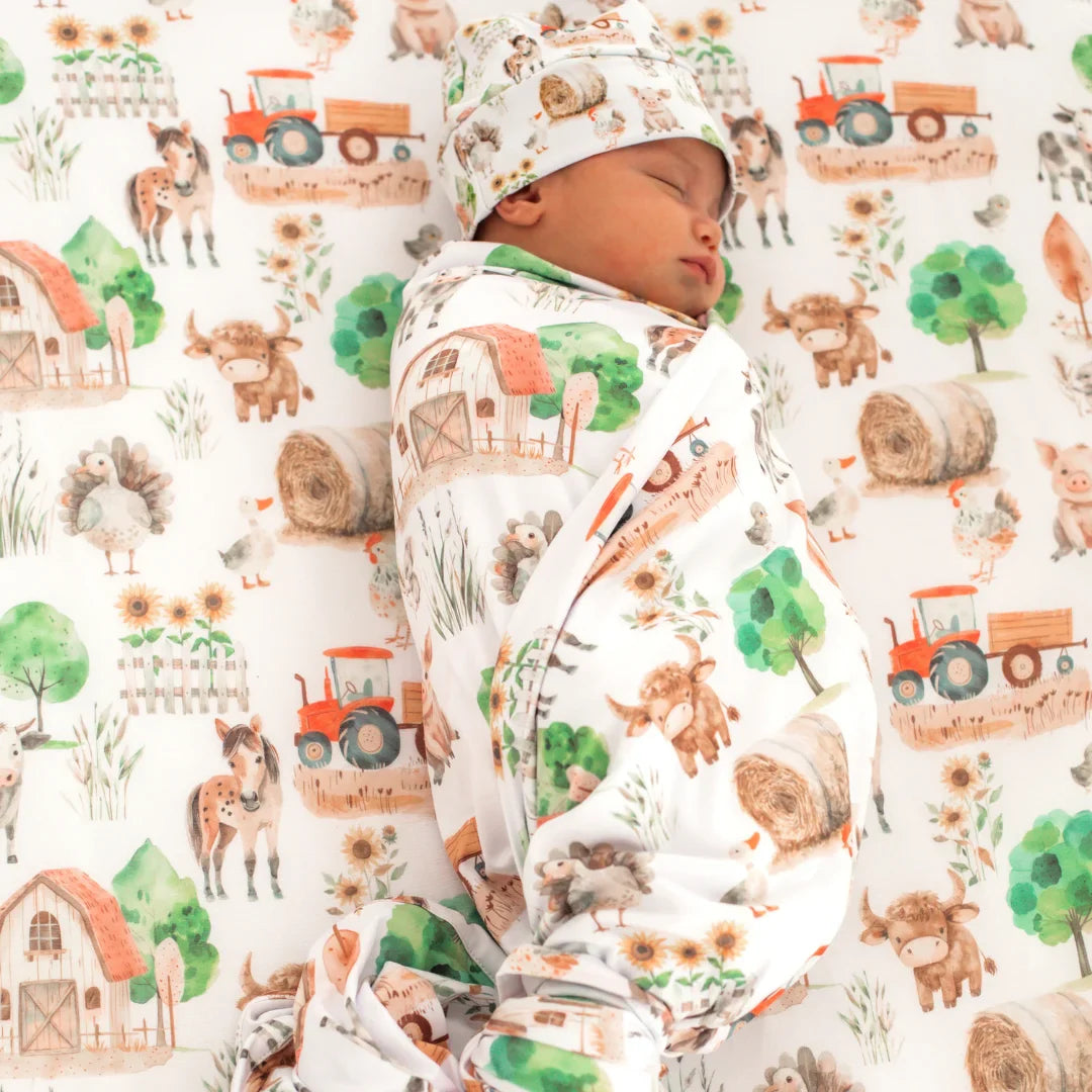 Farm Life Baby Swaddle Blanket