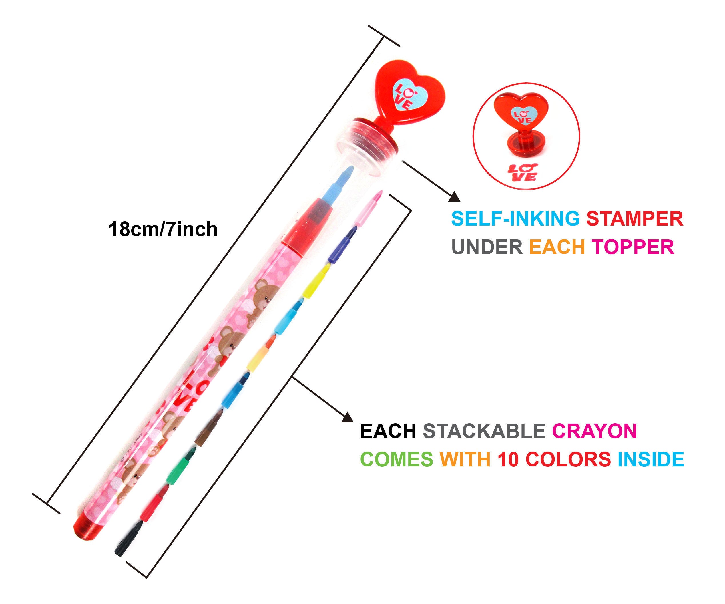 Valentine's Day Stackable Crayon With Stamper Topper