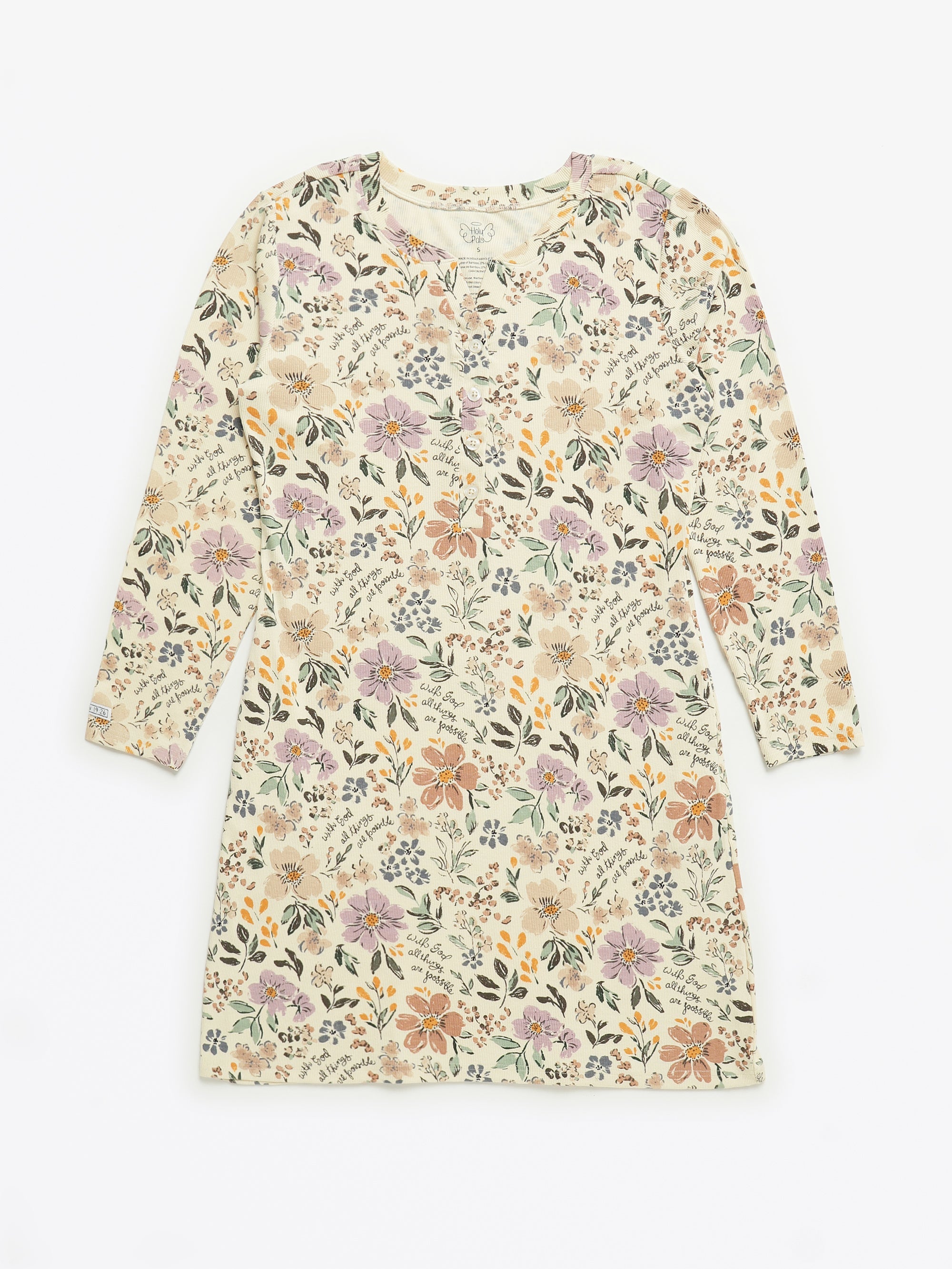 All Things Are Possible Womens Nightgown Pj Ribbed Cotton-bamboo Blend