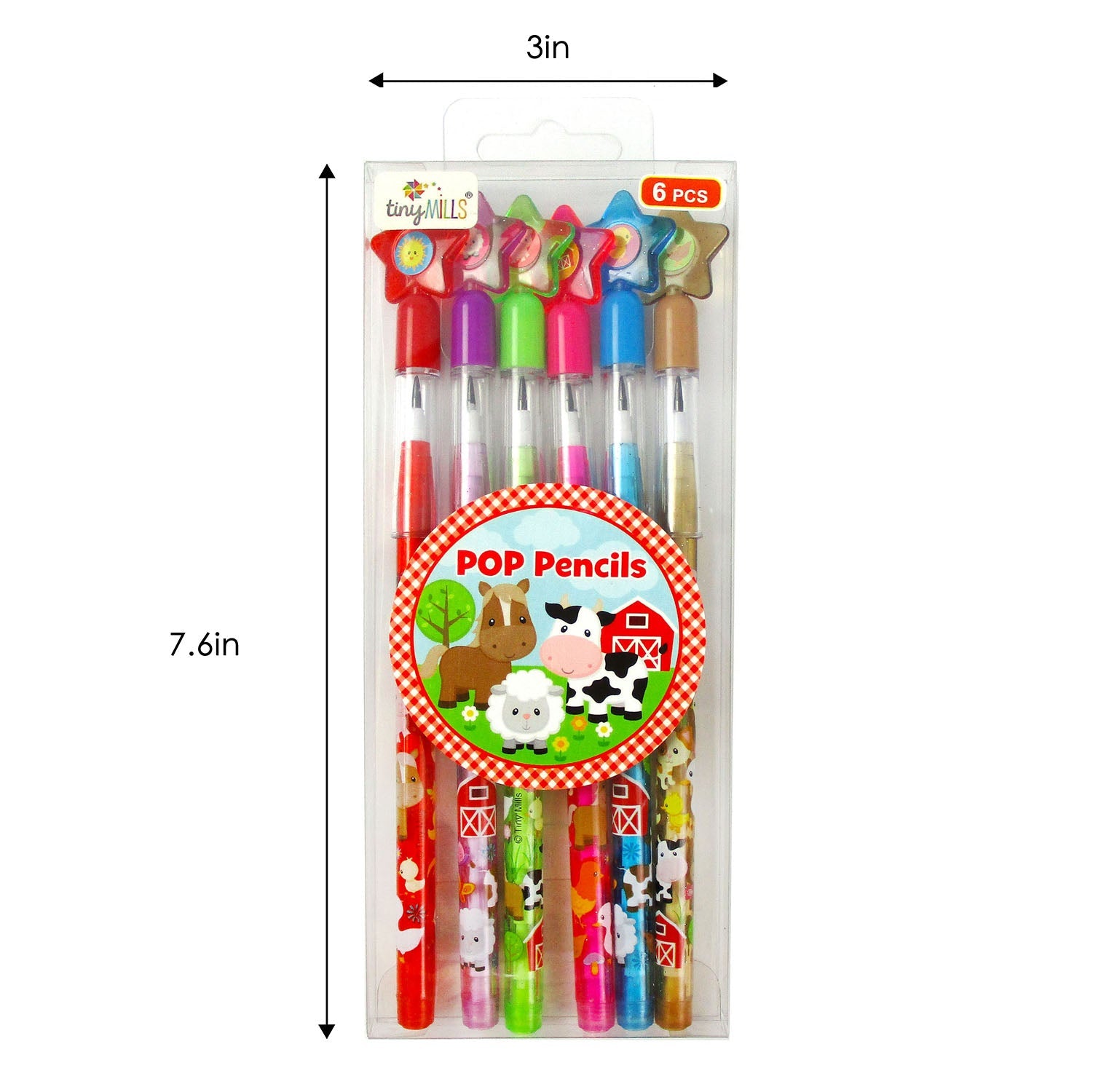 Farm Animals Stackable Pencils - Set Of 6