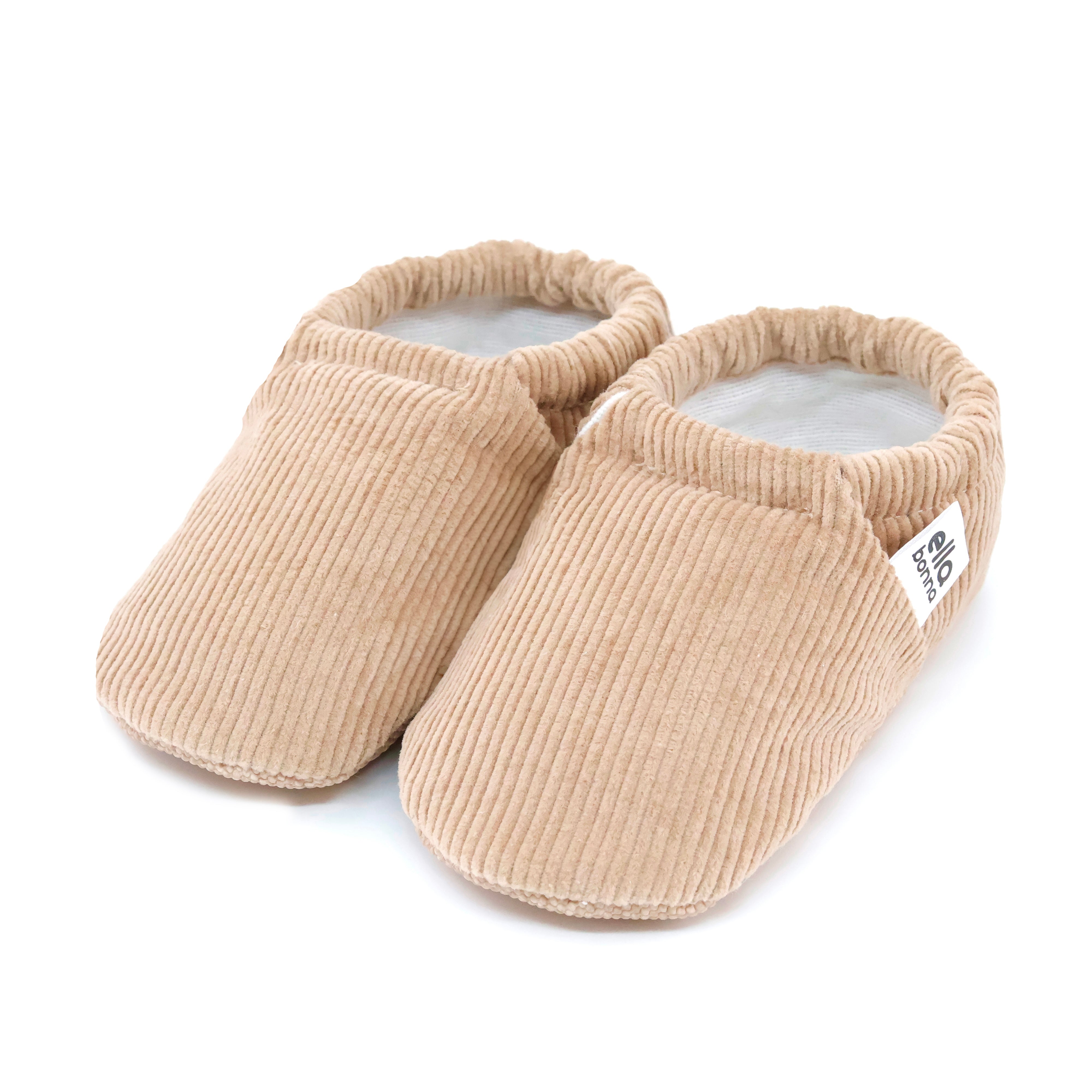 Organic Cotton Corduroy Home Nursery Moccasin Shoes Beige