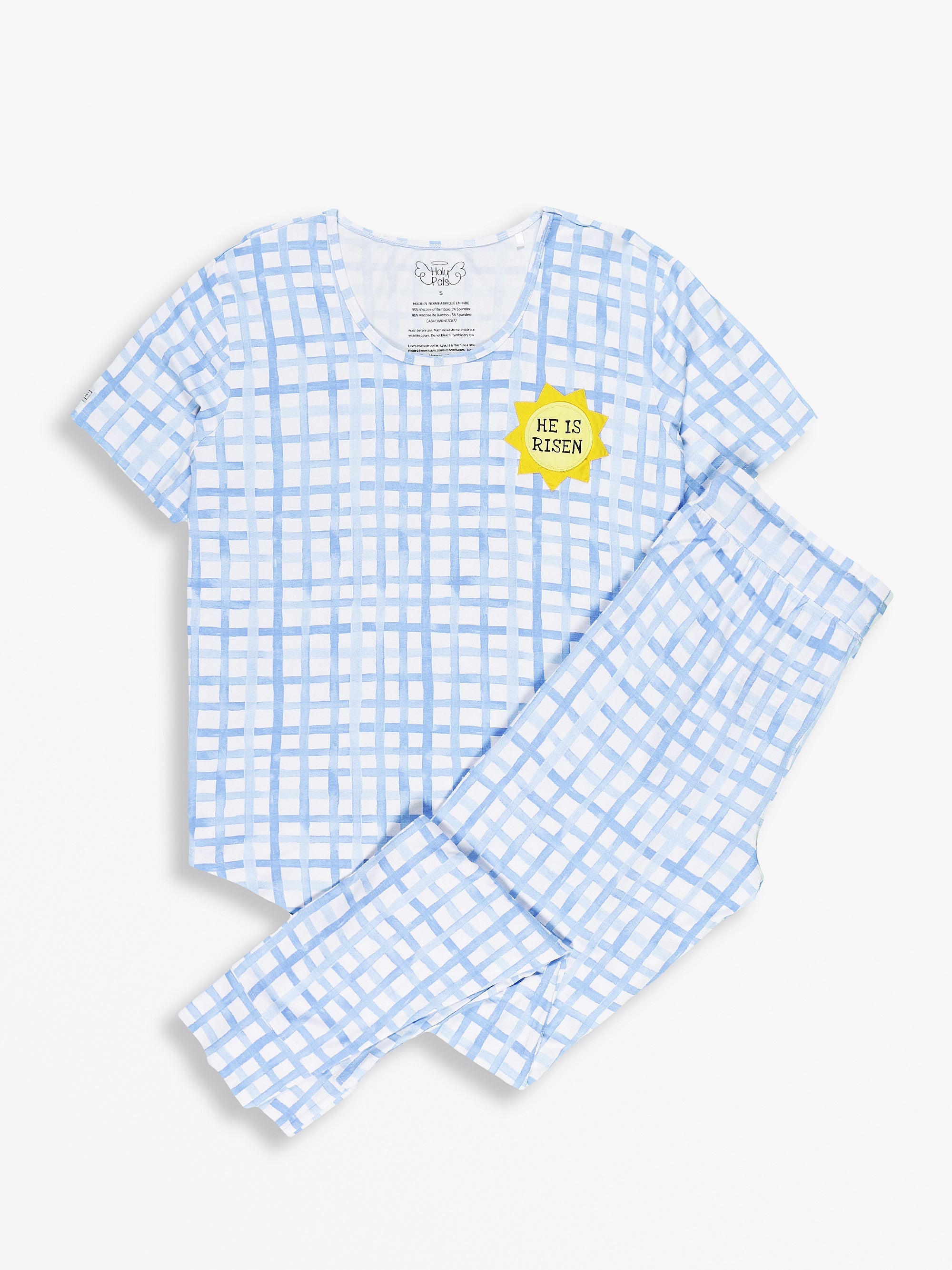 The Risen Son Womens Pj Short Sleeve Jogger Set Bamboo