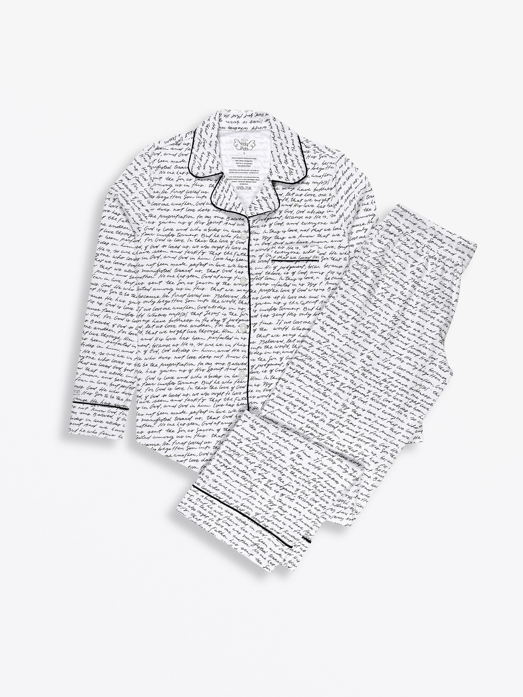 Love One Another Womens Pj Notch Collar Set Cotton