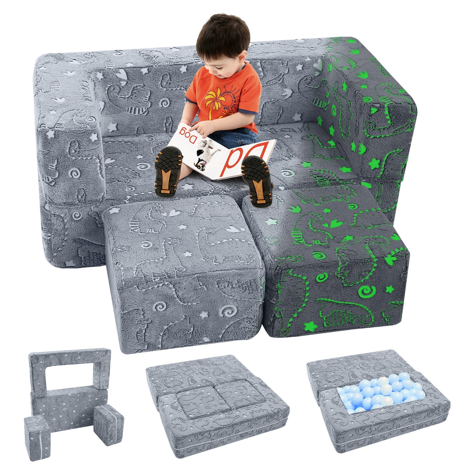 Convertible Kids Modular Couch-glow Pattern