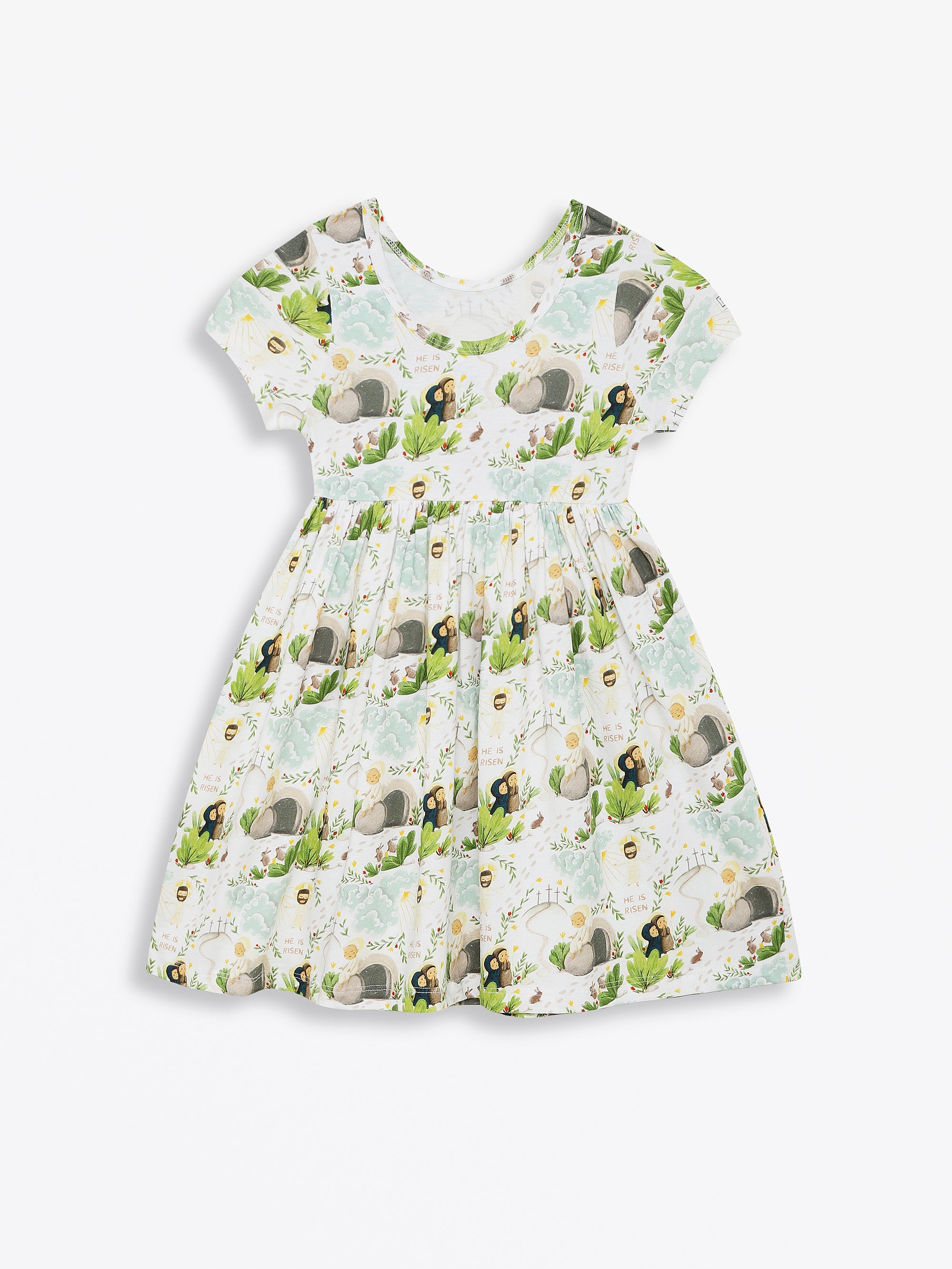 He Is Risen Short Sleeve Twirl Dress Cotton