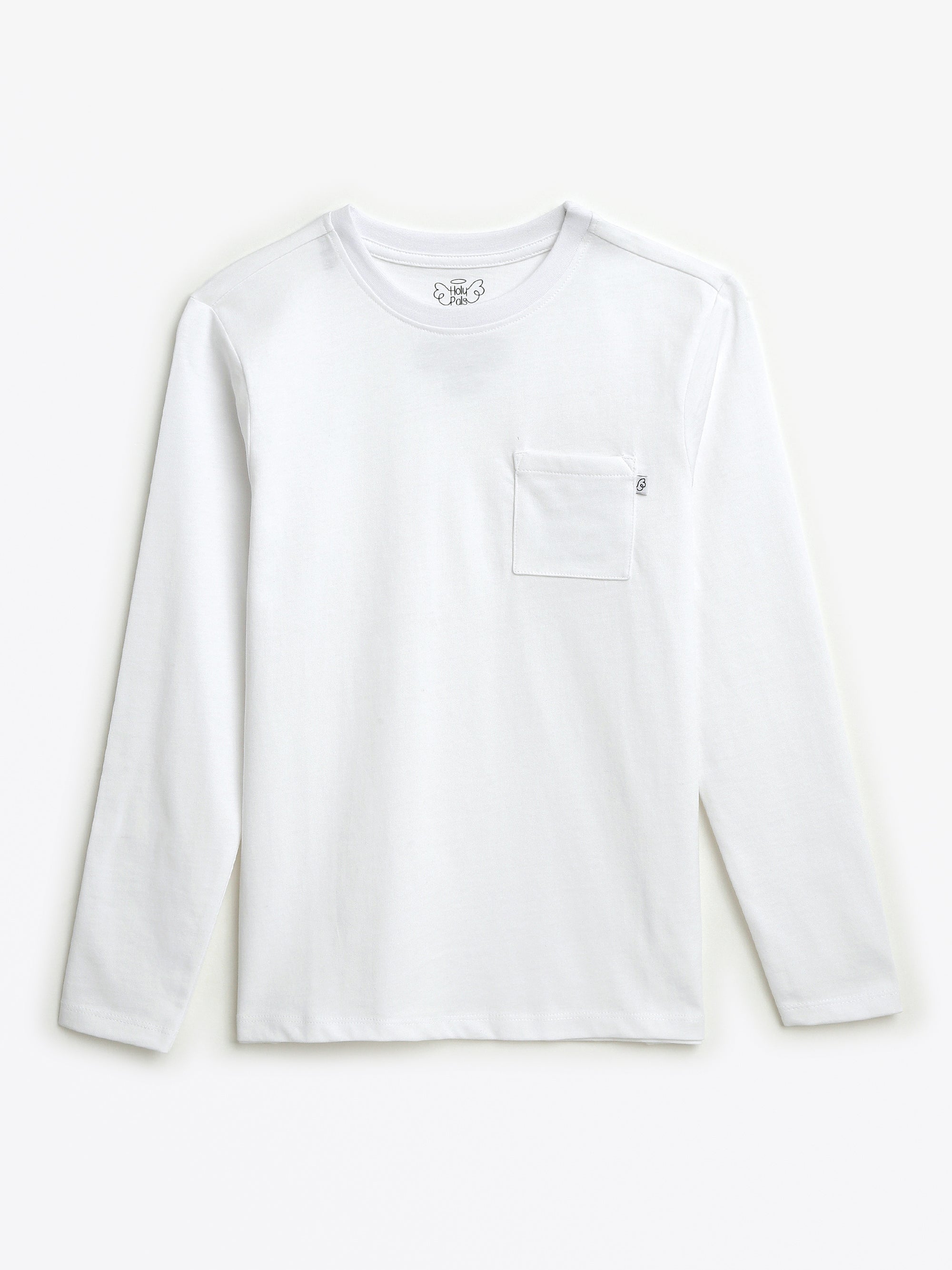 White Prayer Pocket Long Sleeve Shirt Cotton