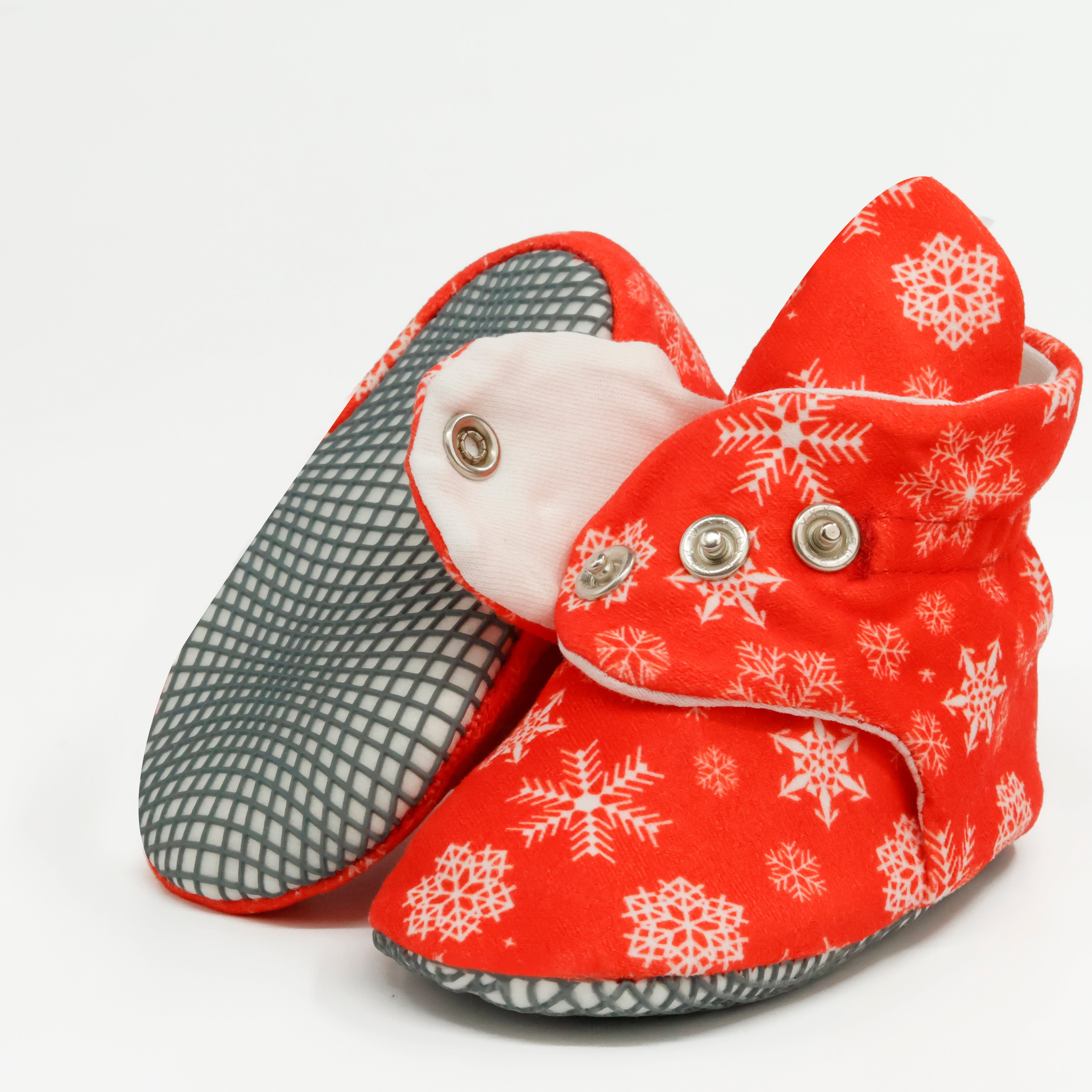 Organic Cotton Baby Booties, Non-slip Sole, Cotton Newborn Booties Home Nursery Shoes, Snowball