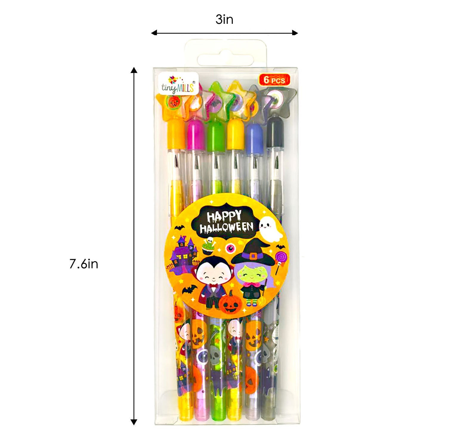 New Spooky Halloween Stackable Multi Point Pencils - Set Of 6